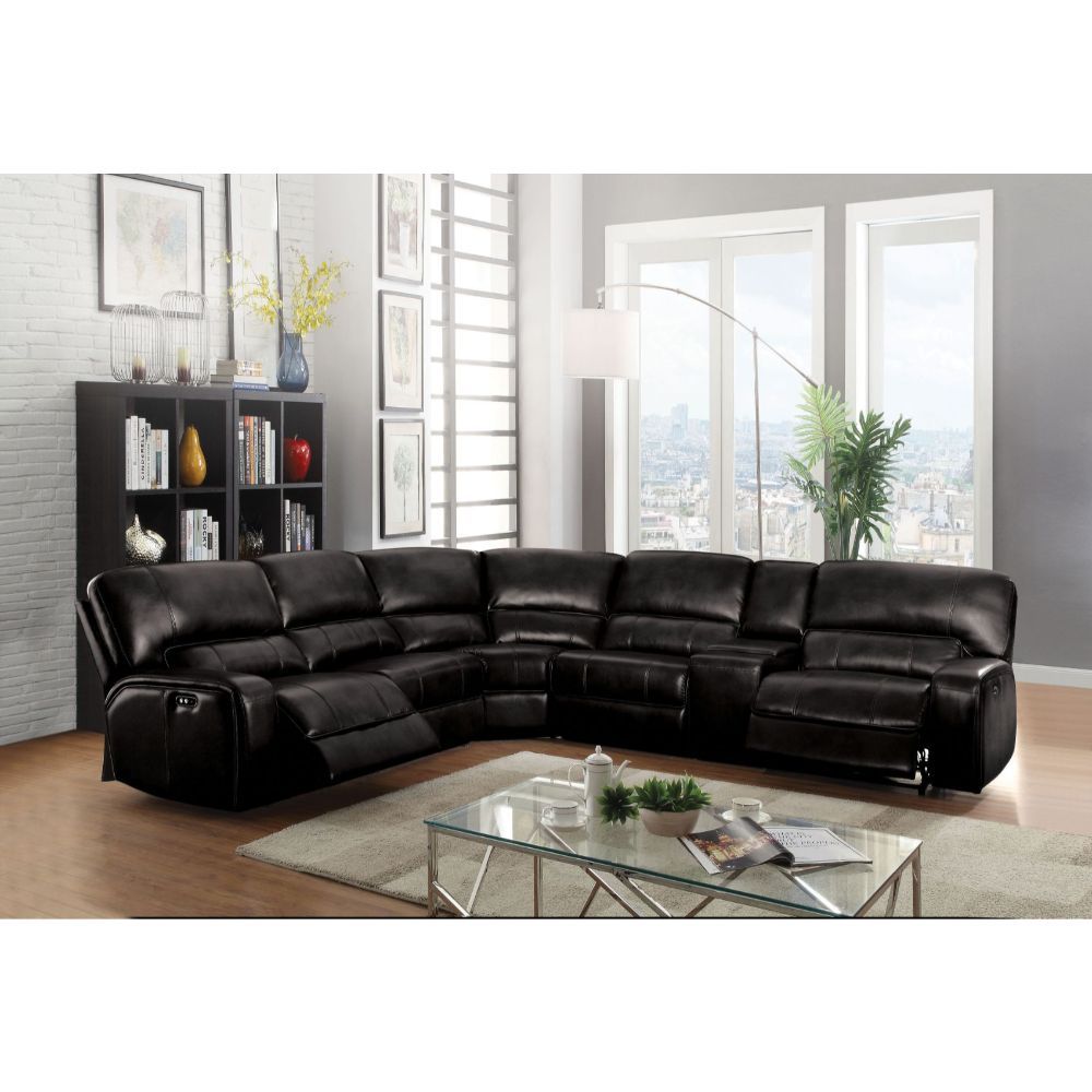 ACME Saul - Power Motion Sectional Sofa - Black | Meri Furniture