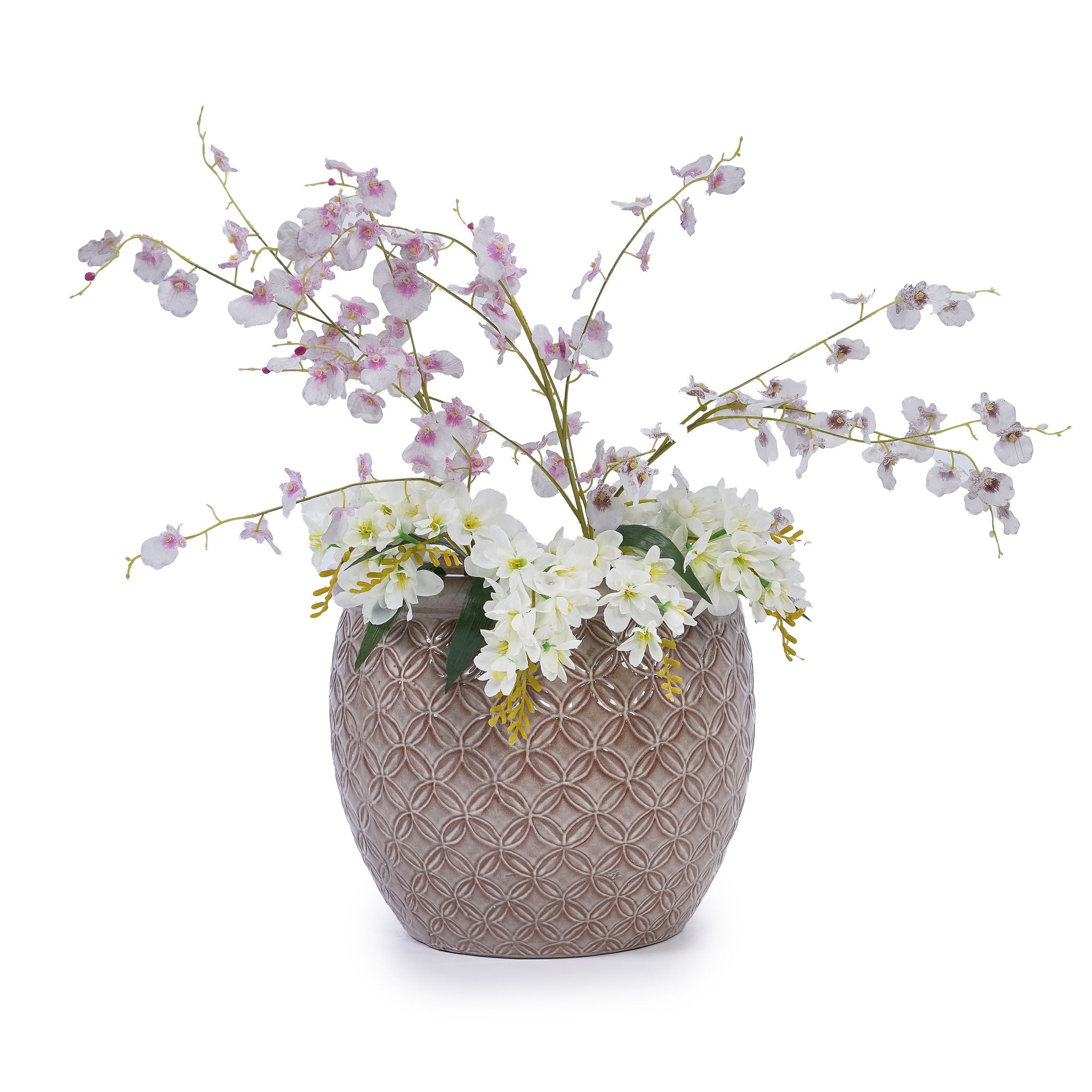 3 Pieces Ceramic Flowerpot, Planter For Patio & Garden Or Windowsills - Antique Yellow