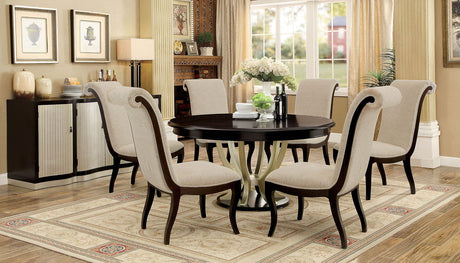 Furniture of America Ornette - Round Table - Espresso / Champagne | Meri Furniture
