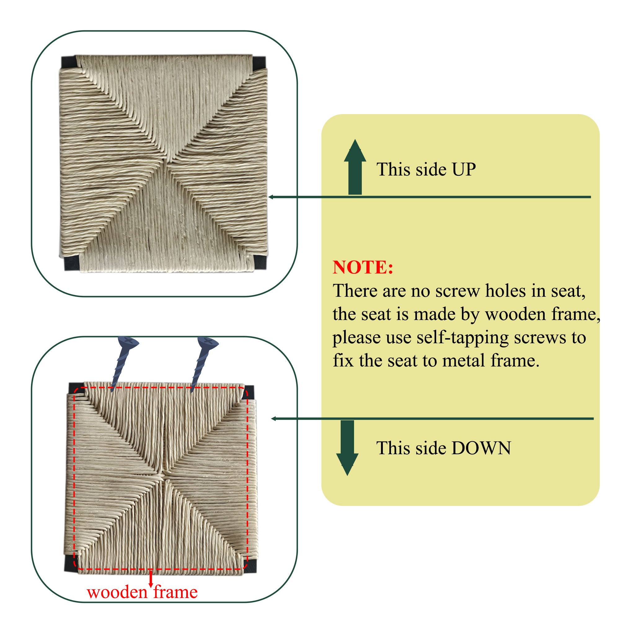 Bar Stools Paper Rope Weave Dining Chairs With Back Hand Weave Stools For Kichen Island, Bar & Counter (Set of 2)