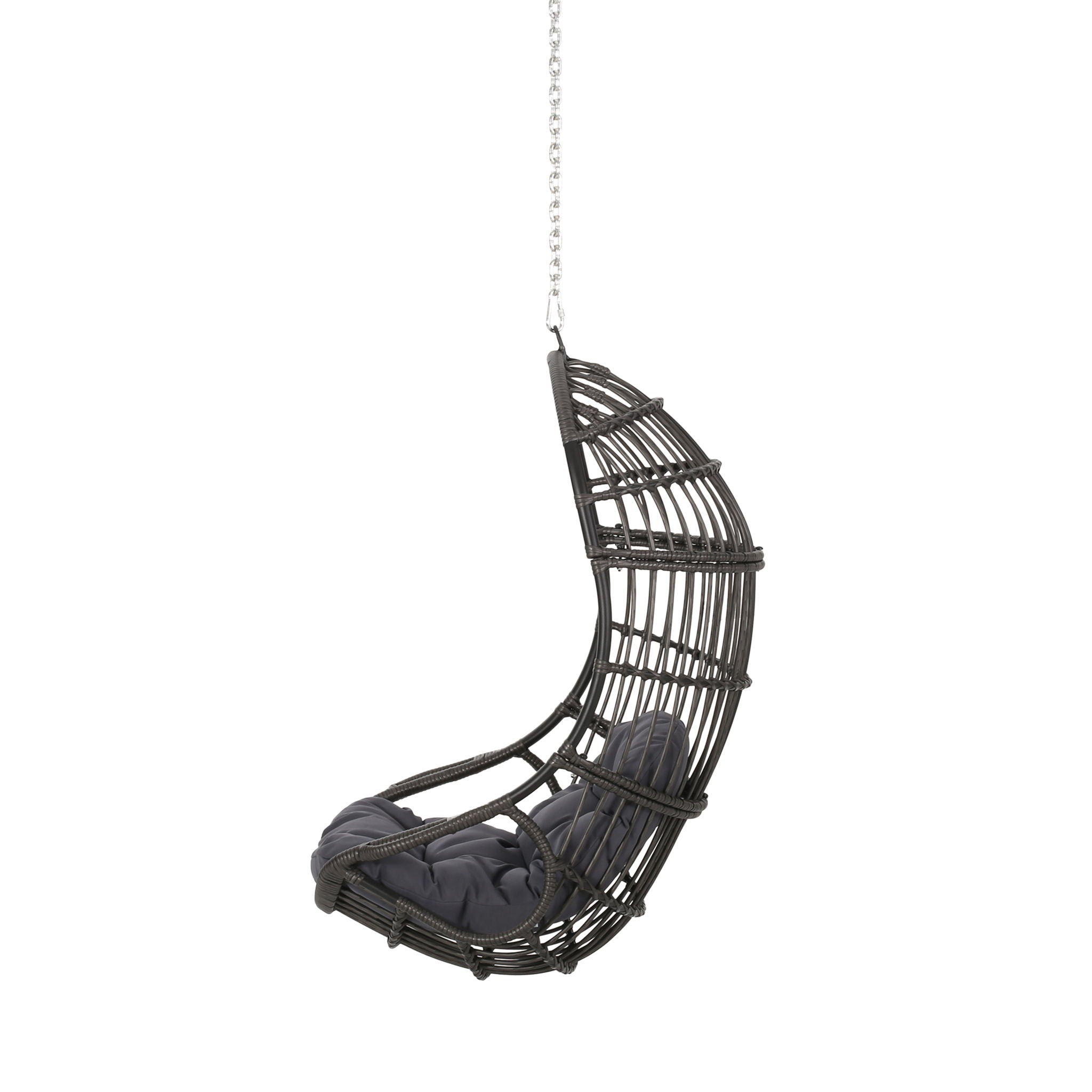 Rustic Hanging Basket Chair With Cushion
