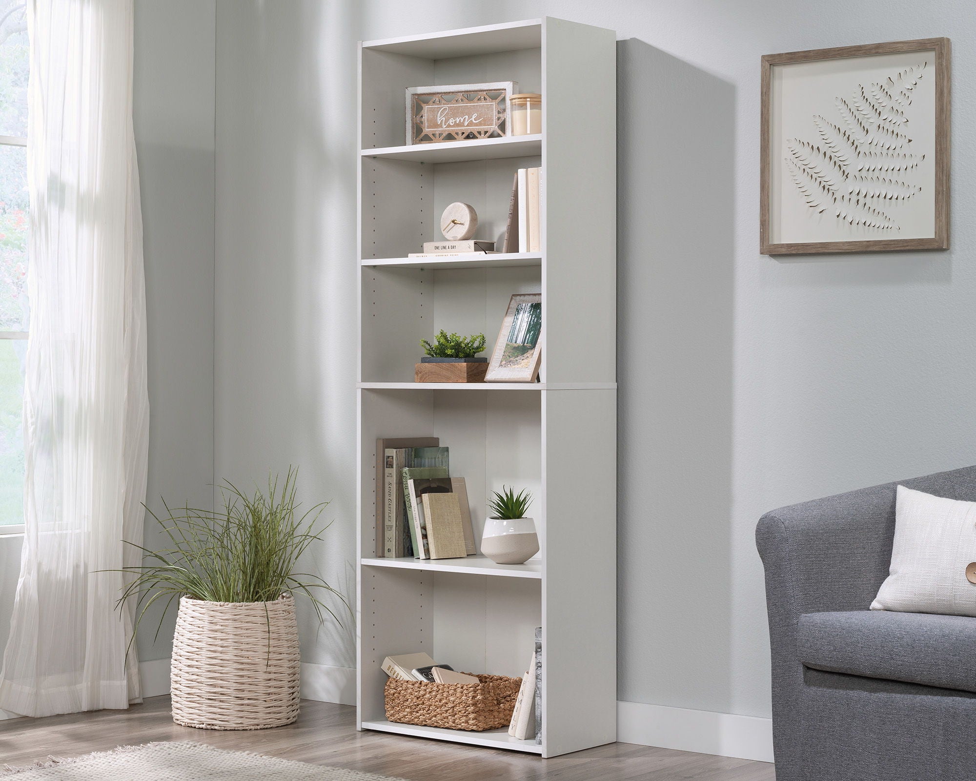 5-Shelf Bookcase Soft White