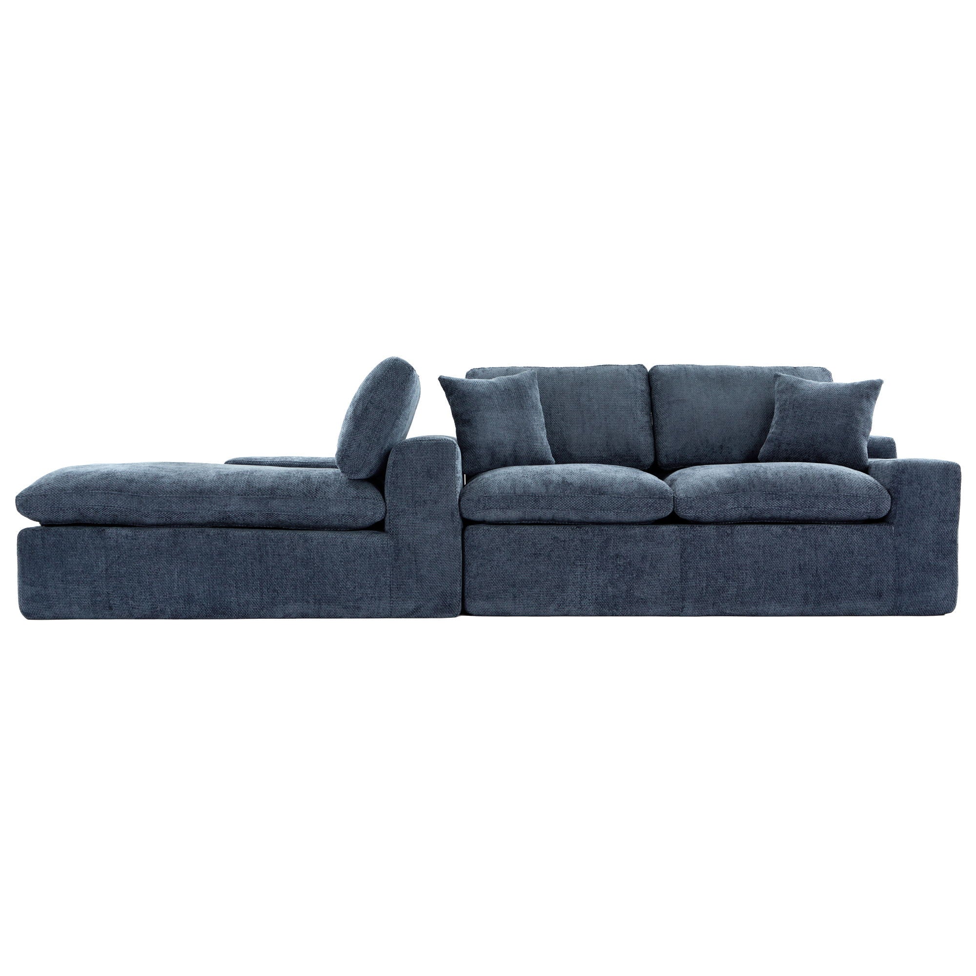 Cloud Sectional Sofa With Double Layer Cushion And Side Pockets, Free-Combined