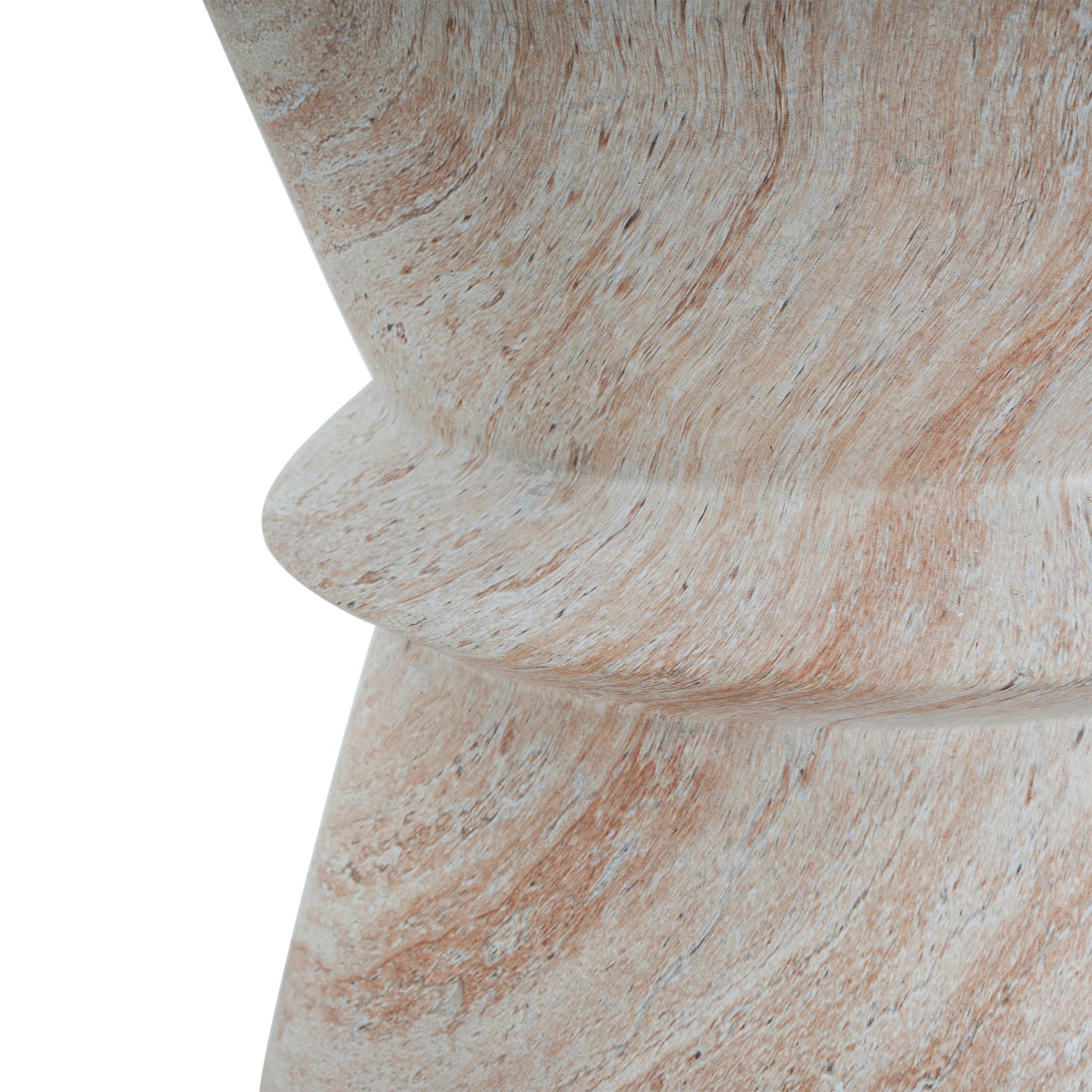 Outdoor / Indoor Lightweight Concrete Side Table With Travertine - Beige