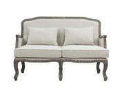 Tania - Loveseat With 2 Pillows - Cream Linen & Gray