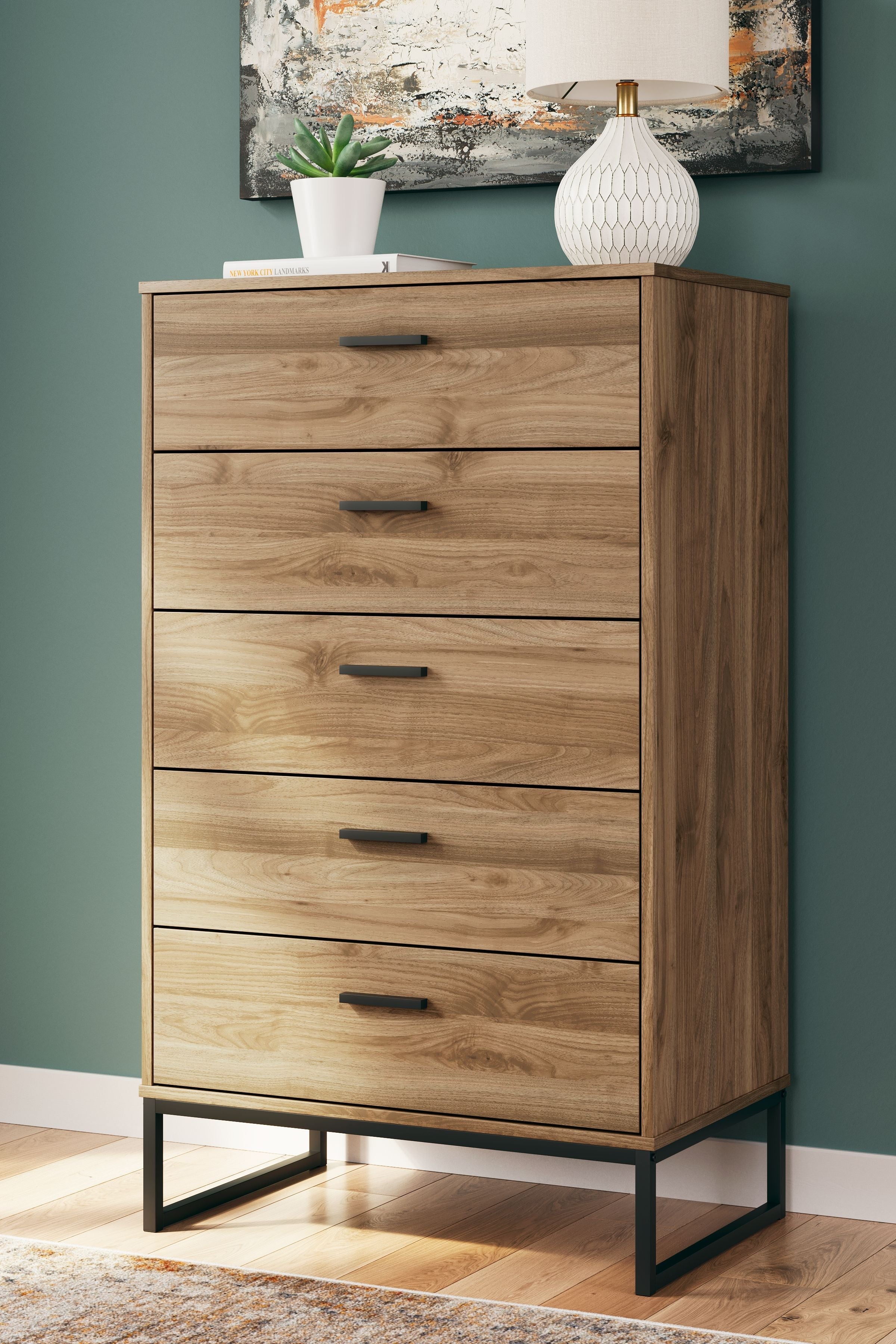 Signature Design by Ashley® Deanlow - Honey - Five Drawer Chest | Meri Furniture