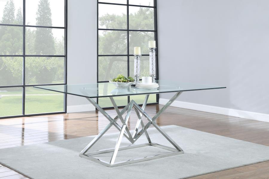 Coaster Fine Furniture Beaufort - Rectangular Glass Top Dining Table - Chrome | Meri Furniture