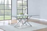 Coaster Fine Furniture Beaufort - Rectangular Glass Top Dining Table - Chrome | Meri Furniture