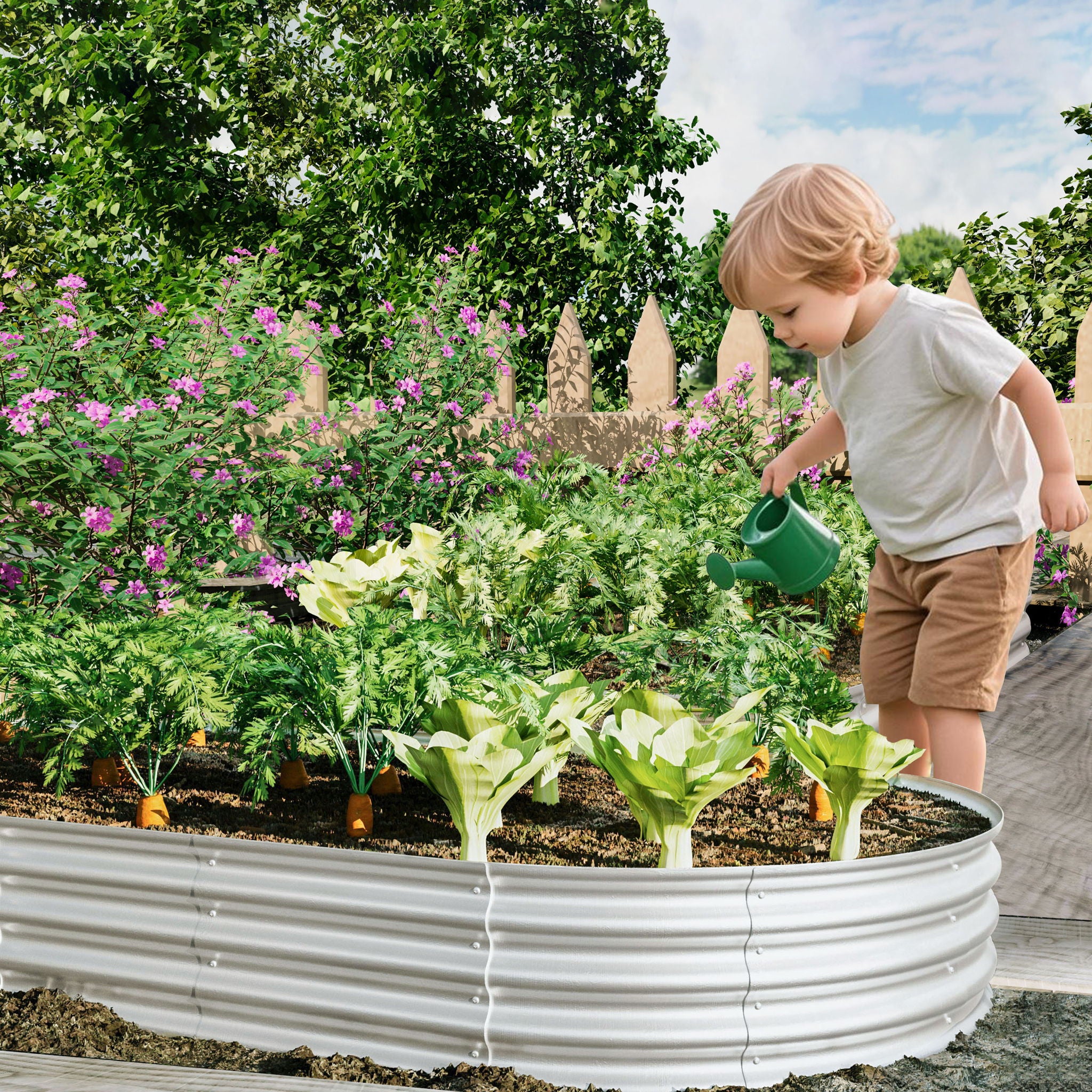 Heavy Duty Galvanized Raised Garden Bed Kit For Vegetables, Flowers & Herbs