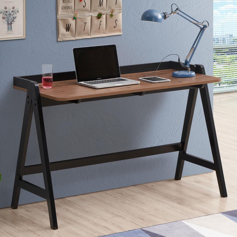 Coaster Fine Furniture Raul - Writing Desk With USB Ports - Walnut And Black | Meri Furniture