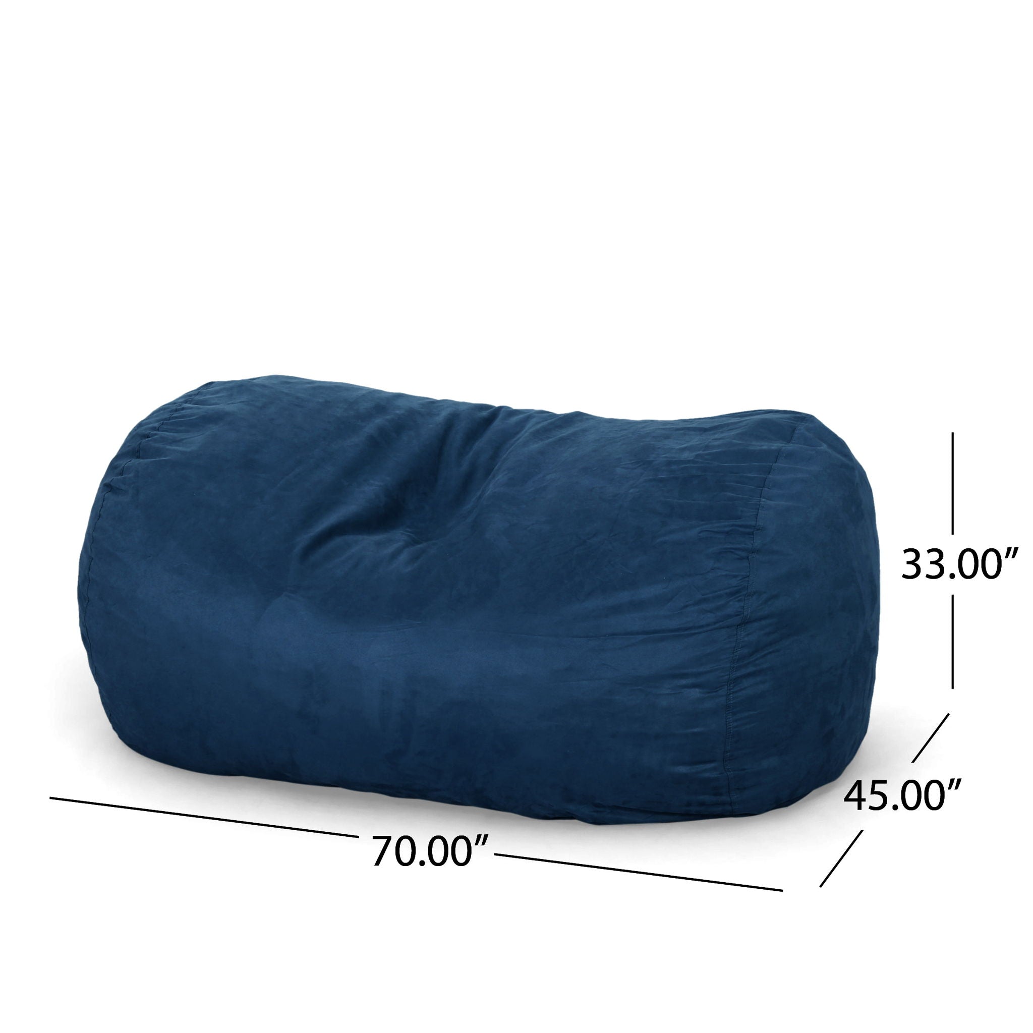 Marlin - 6.5 Foot Cylindrical Bean Bag With Removable Suede Cover - Midnight Blue