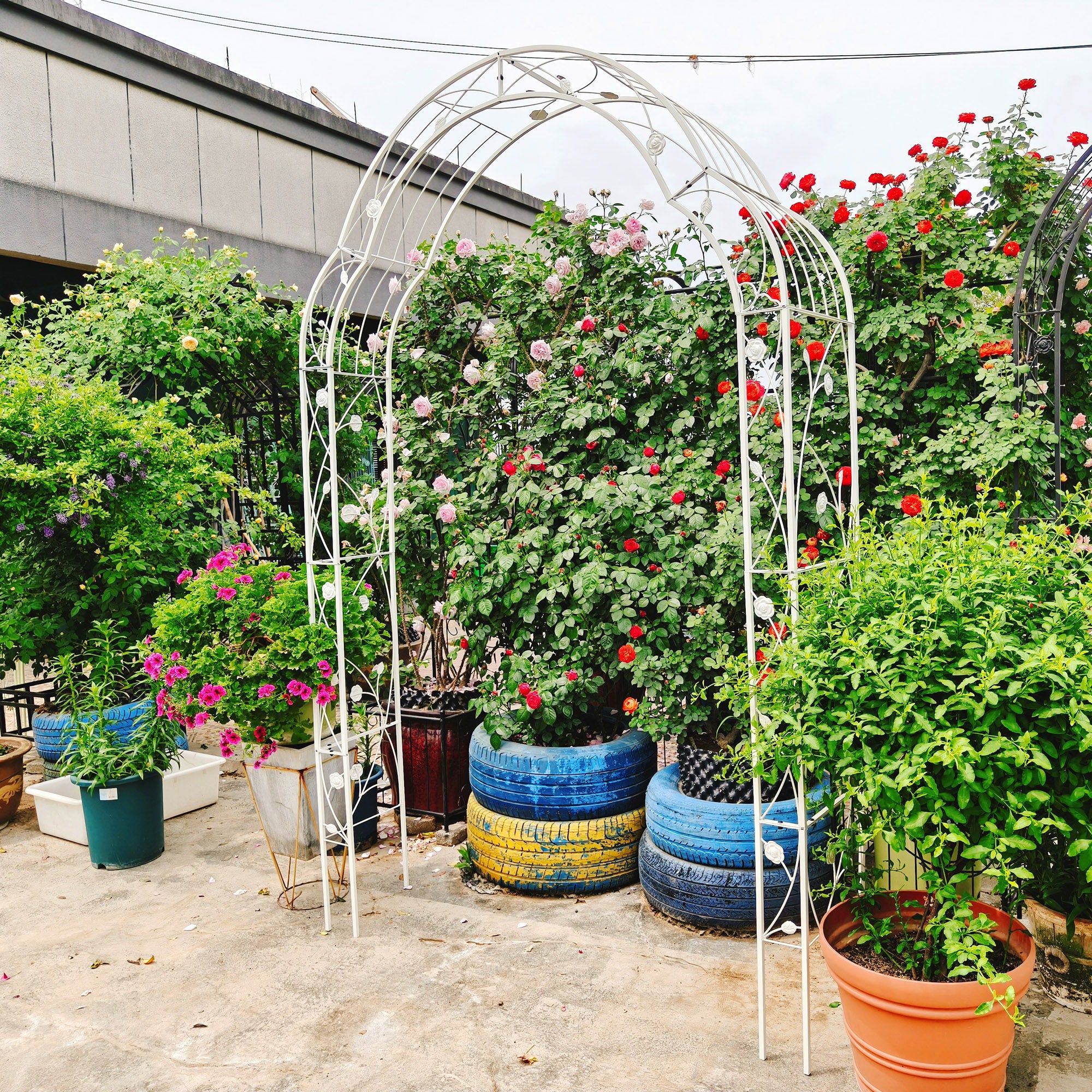 Metal Garden Arch Assemble Freely With 8 Styles Garden Arbor Trellis Climbing Plants Support Rose Arch