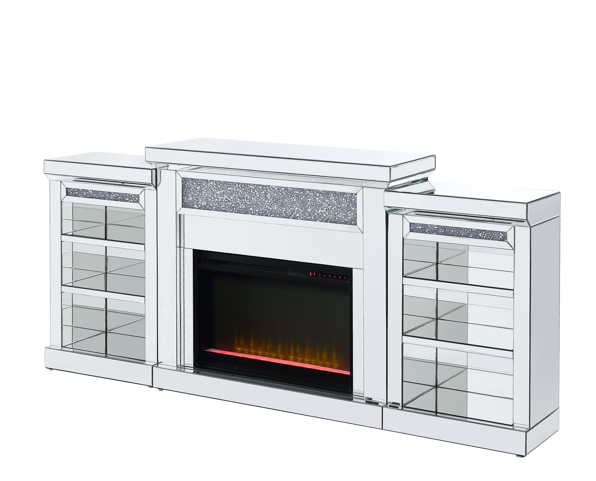ACME Noralie - Fireplace - Mirrored & Faux Diamonds - 36" | Meri Furniture