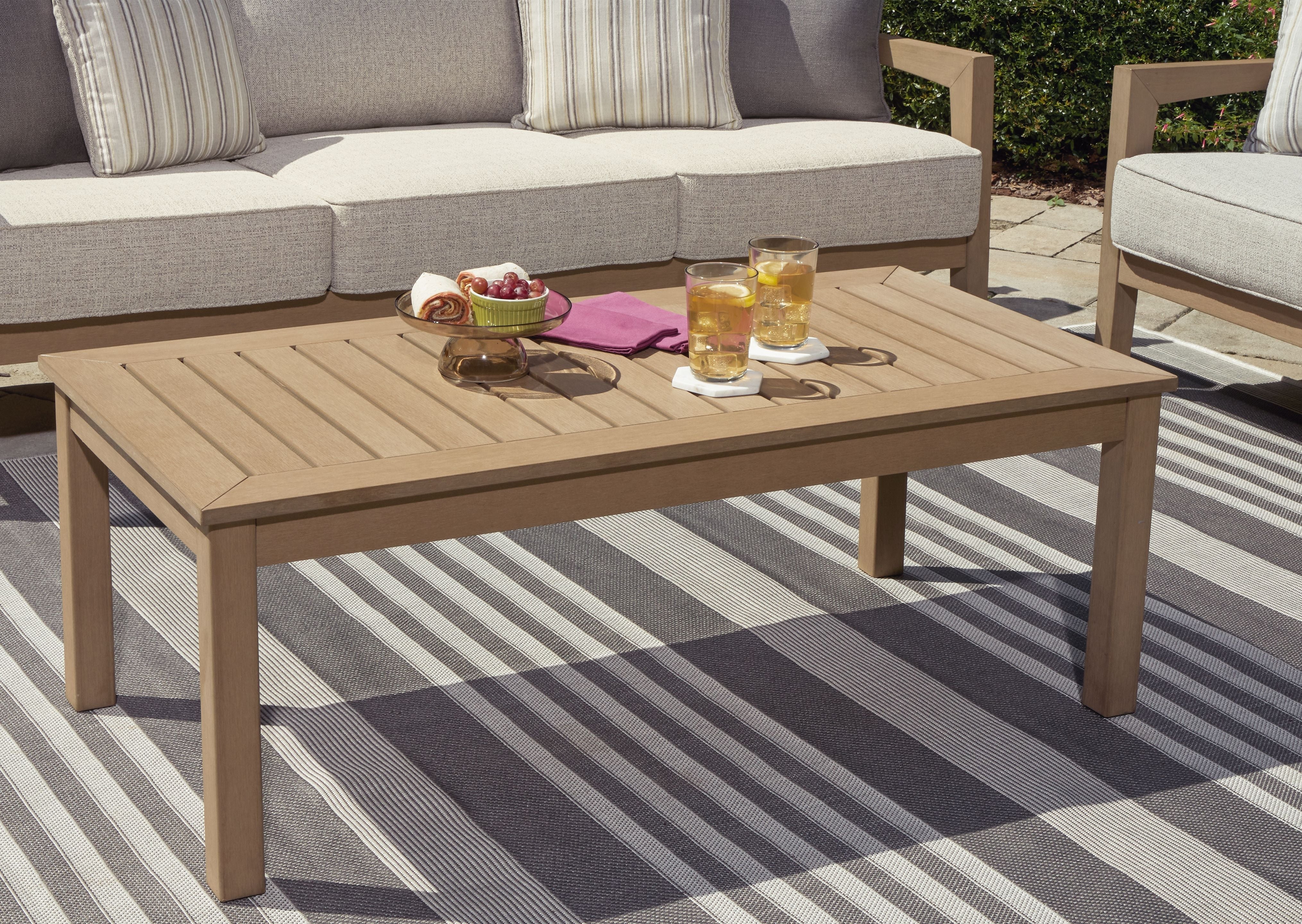 Signature Design by Ashley® Hallow Creek - Driftwood - Rectangular Cocktail Table | Meri Furniture