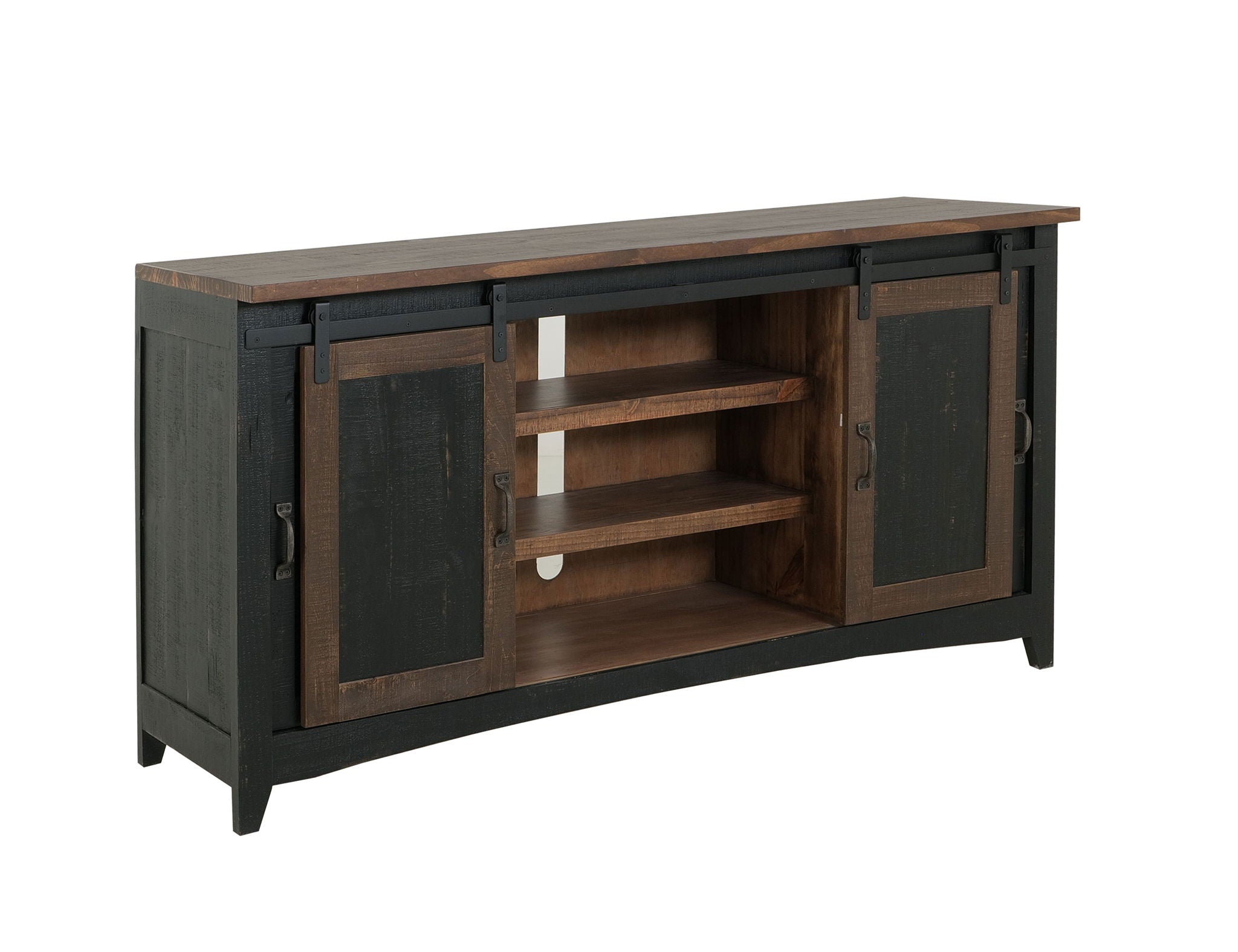 Pueblo - TV Stand / Console / Wall Unit - Black / Medium Brown