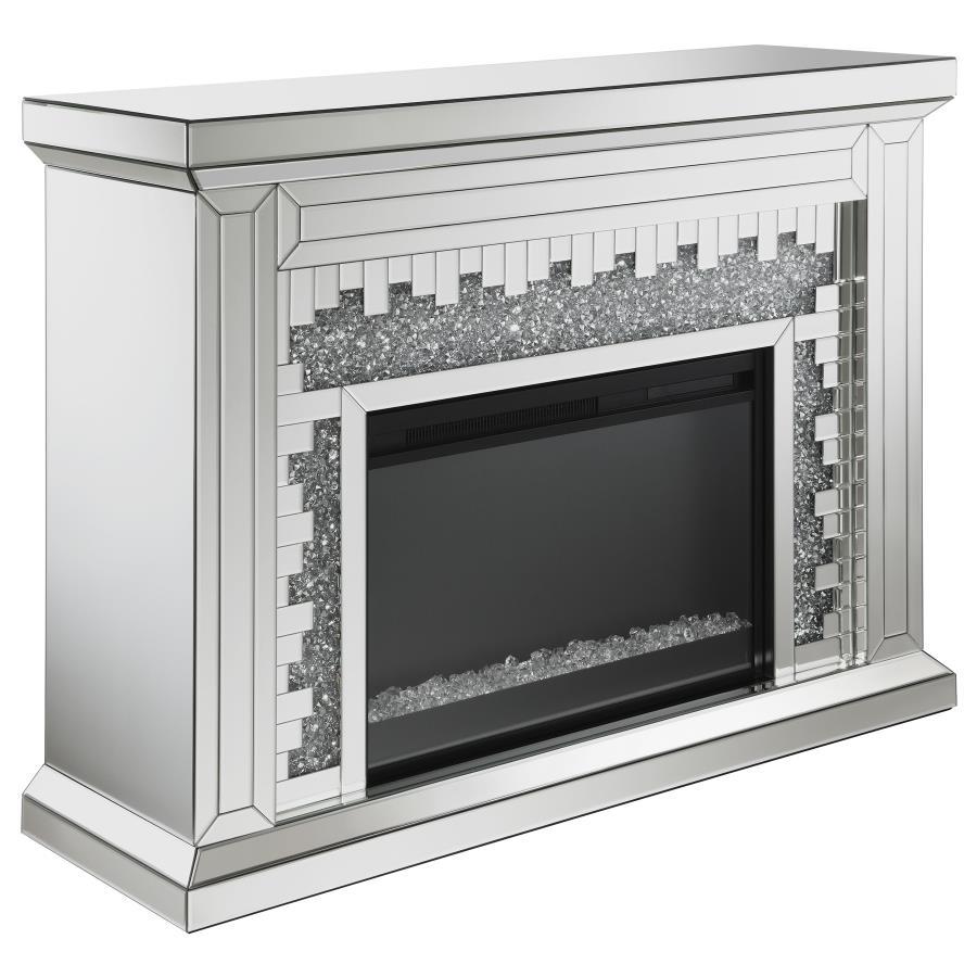 Coaster Fine Furniture Gilmore - Mirrored Freestanding Electric Fireplace - Silver | Meri Furniture