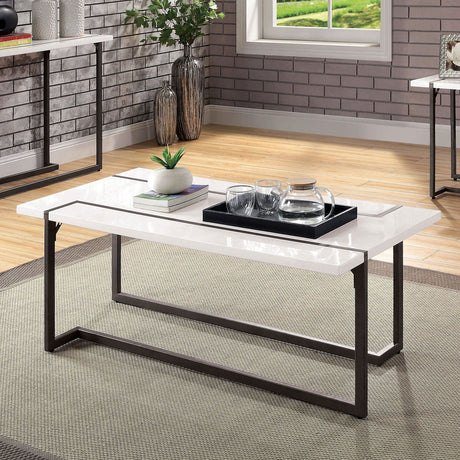 Furniture of America Izar - Coffee Table - White / Gun Metal | Meri Furniture