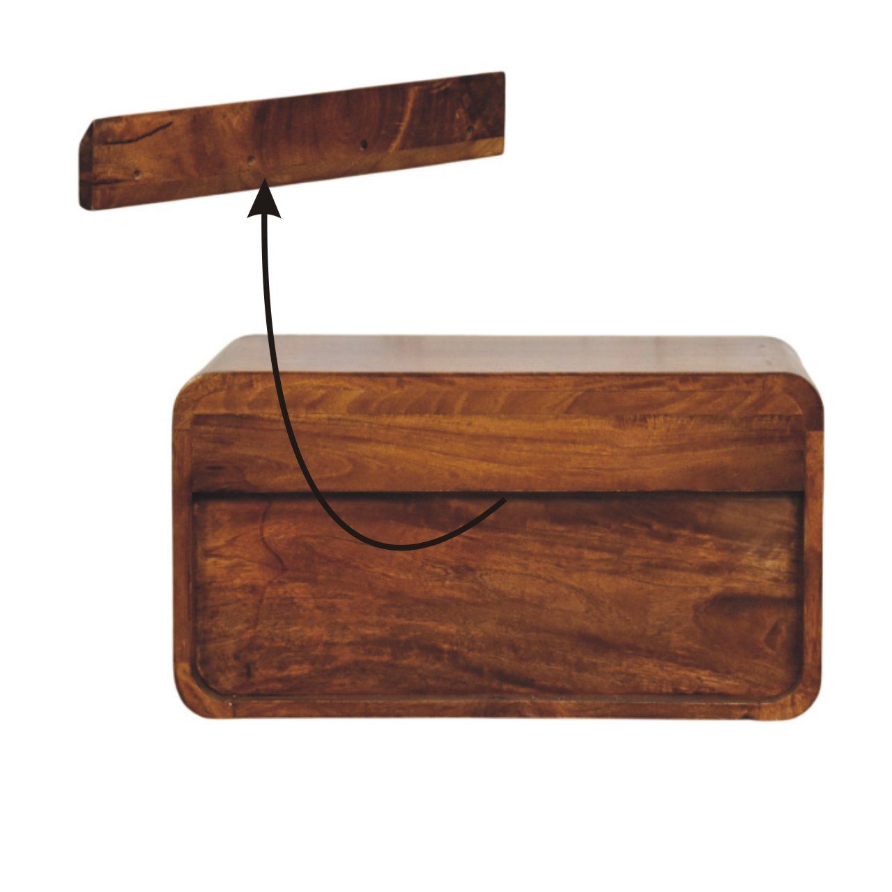 Curved Upper Slot Floating Nightstand