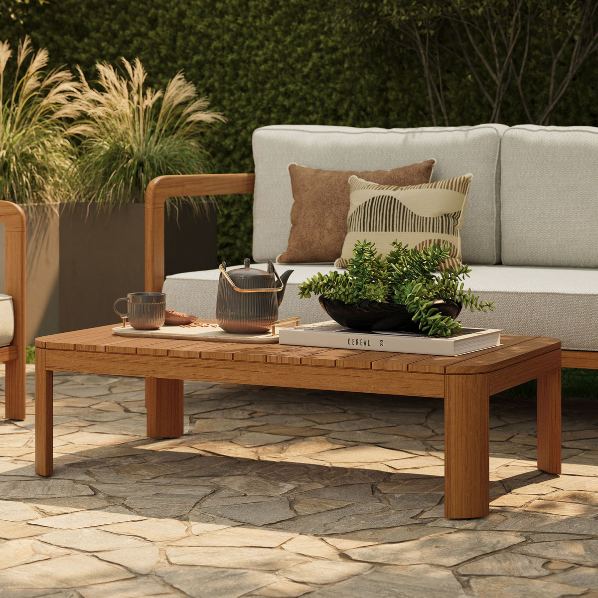 Kona 47 Inch Outdoor Patio Teak Wood Coffee Table by Modway