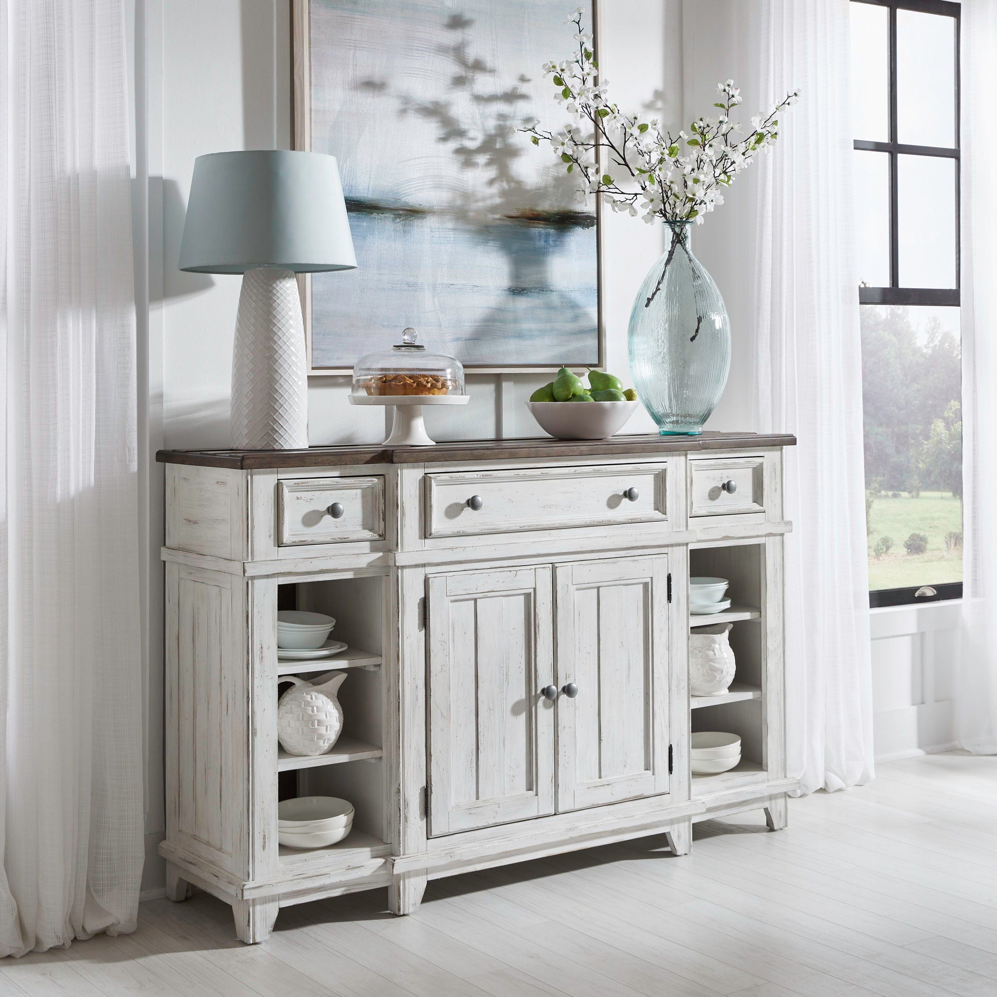 Liberty Furniture River Place - Breakfront Server | Meri Furniture