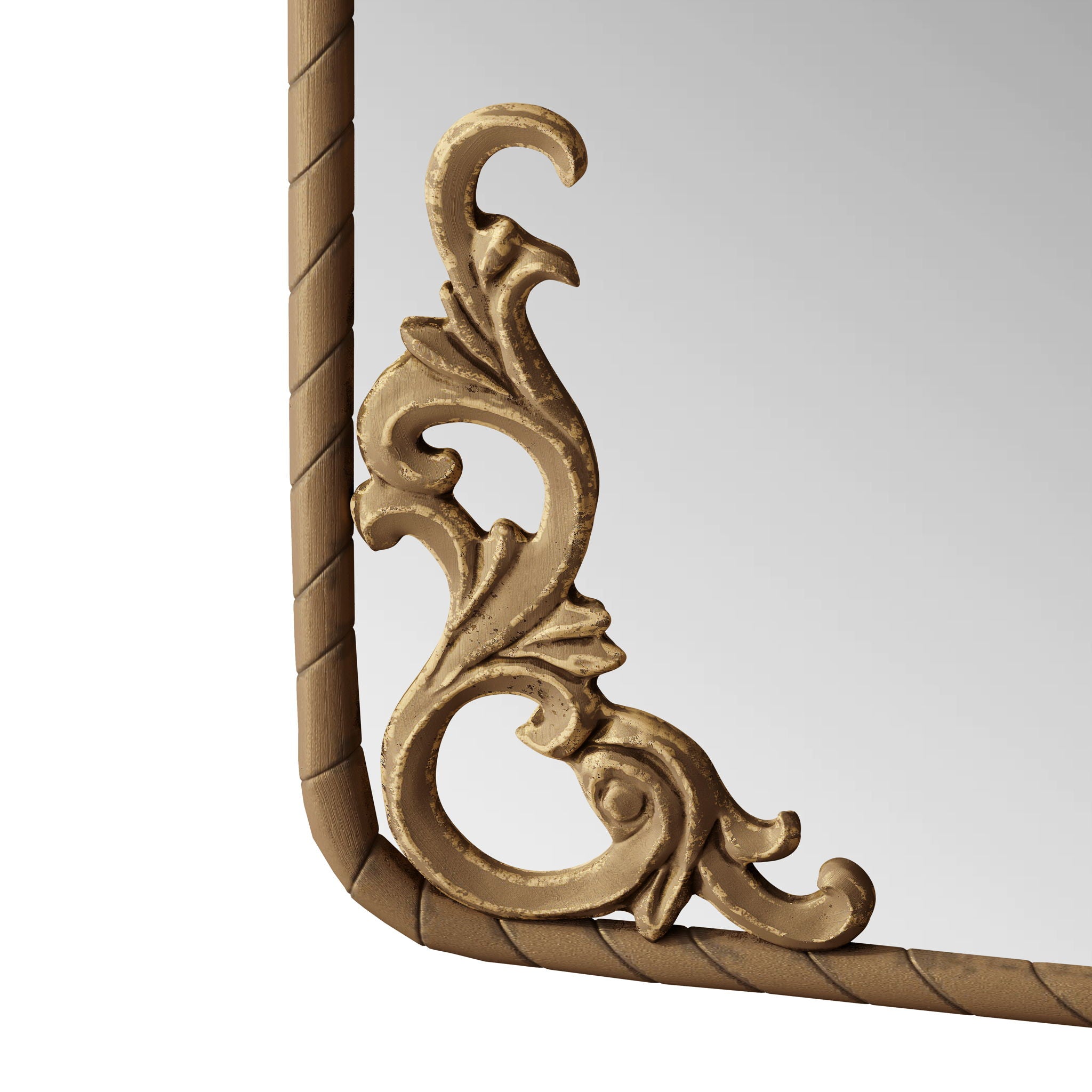 Full Body Arched Mirror With Vintage Carved Applique