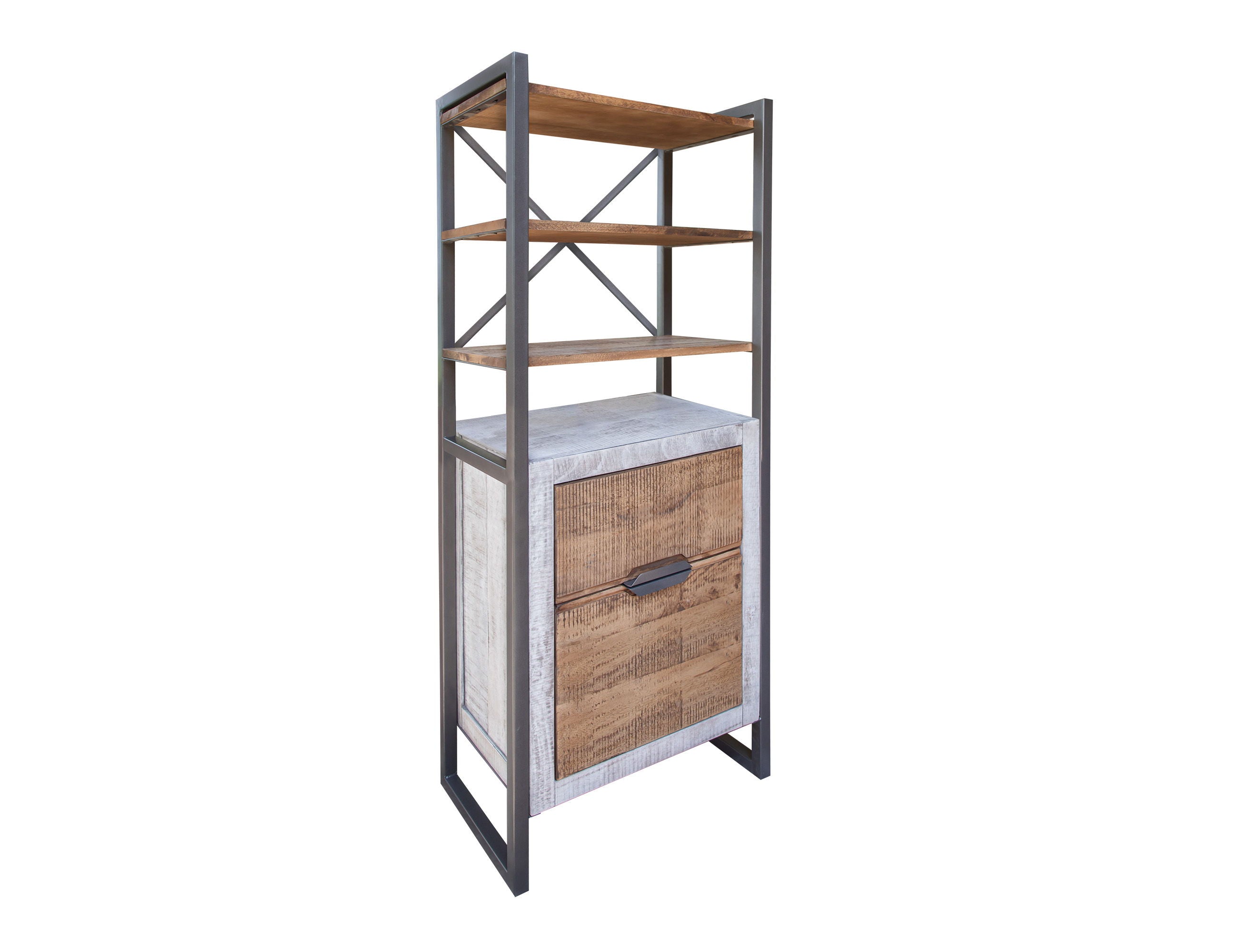 International Furniture Direct Mita - Bookcase - Honey Brown / Light Gray | Meri Furniture
