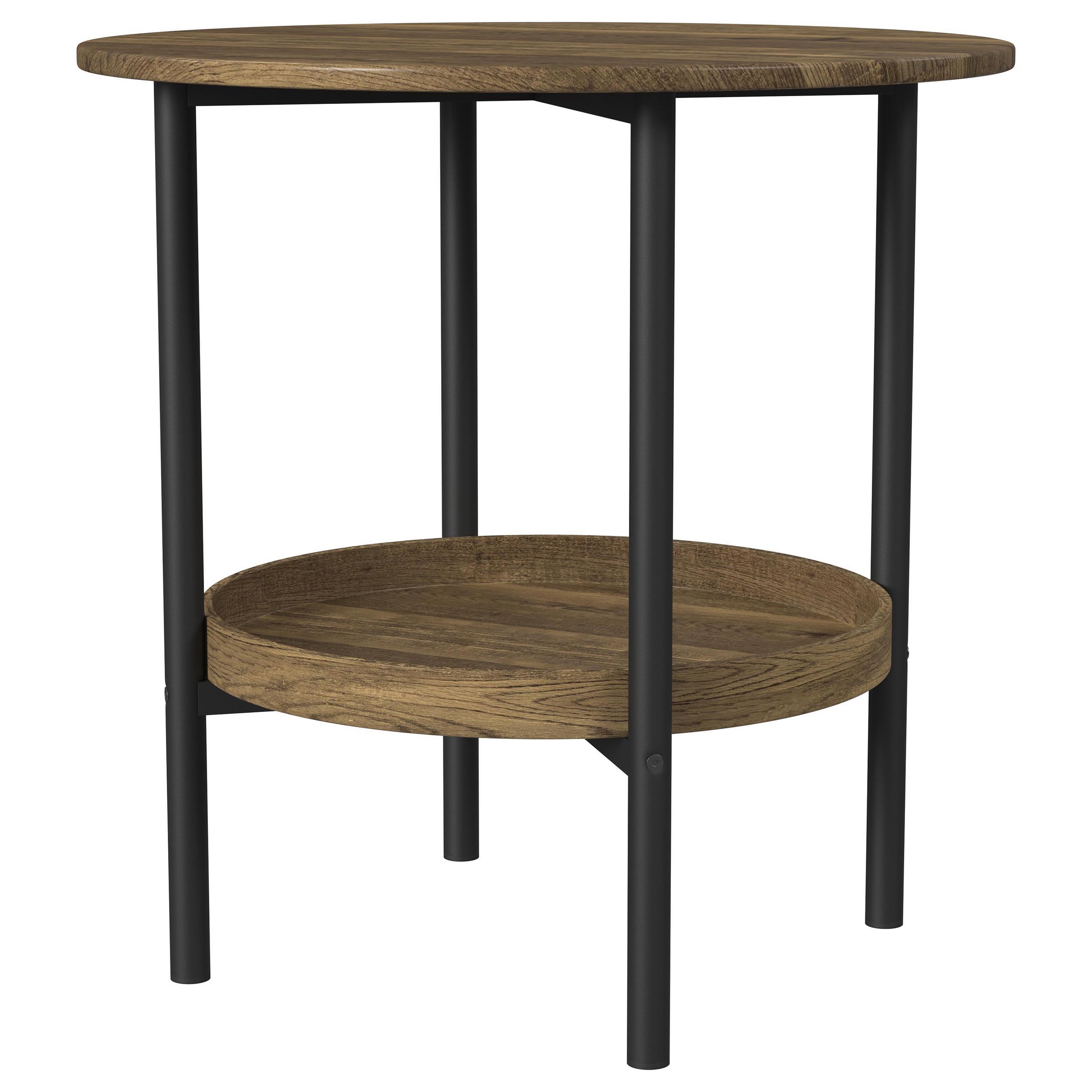 Coaster Fine Furniture Delfin - Round Glass Top Side End Table - Black And Brown | Meri Furniture