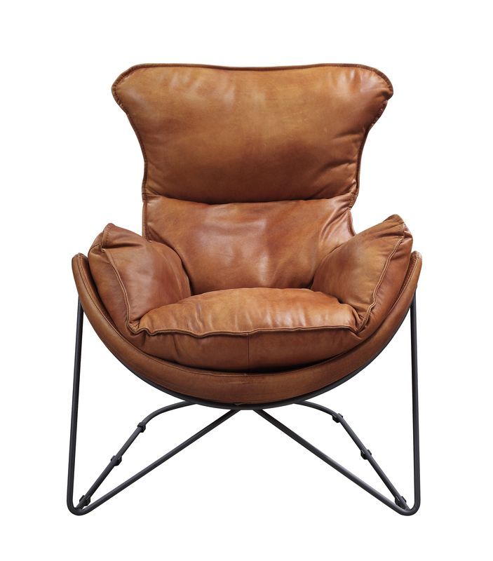 ACME Thurshan - Accent Chair - Aperol Top Grain Leather & Black Finish | Meri Furniture