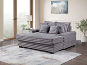 Symphony 67"W Gray Corduroy Oversized Sofa Chaise Lounge Chair with Cupholders and USB Charging Port