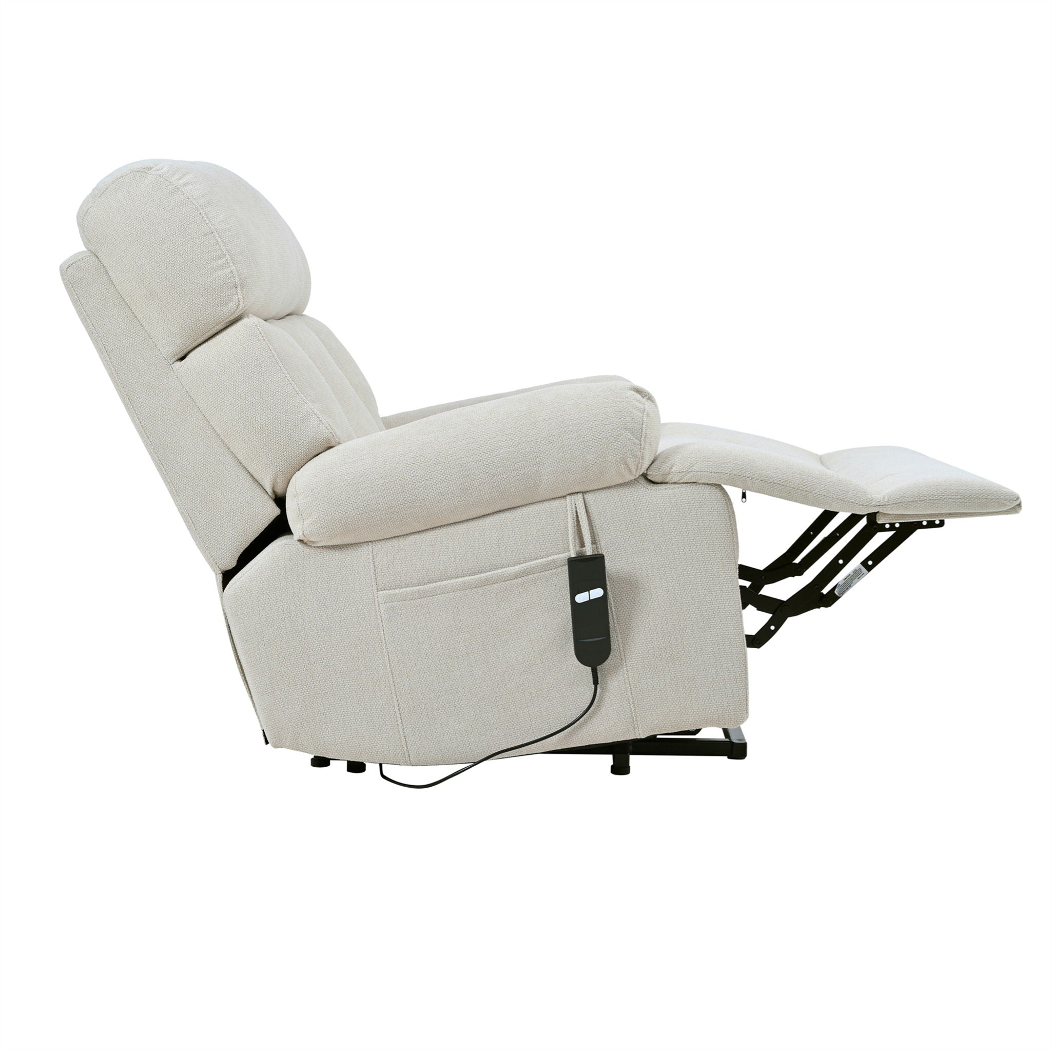 Oversized Power Lift Recliner Chai With Remote Control, Side Pocket, Spacious Seat