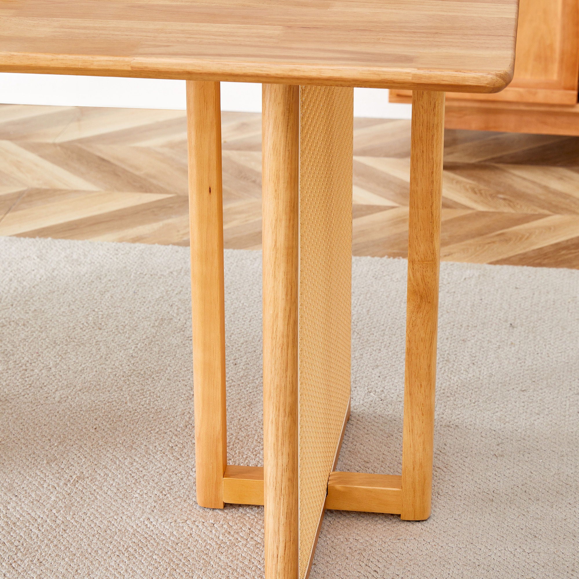 Dining Table With Imitation Rattan Design For Dining Room