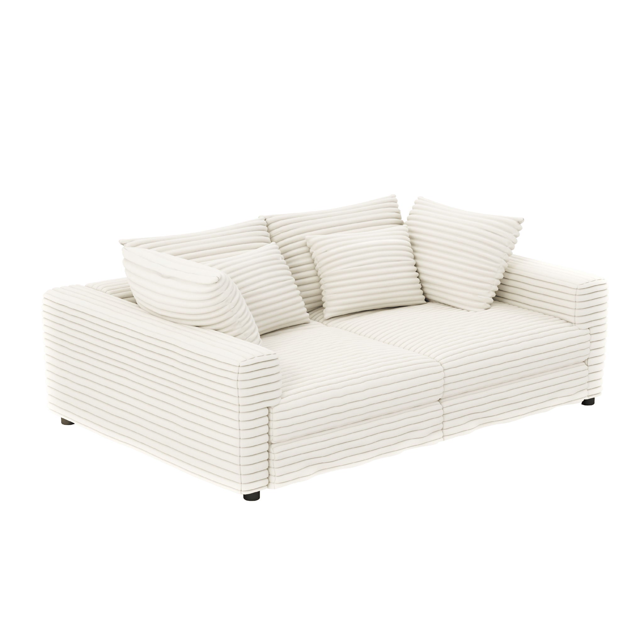 Plush Corduroy 4 Seat Sofa, Modern Comfy Upholstered Sofa Cloud Couch, Deep Seat Couches With Soft Pillows