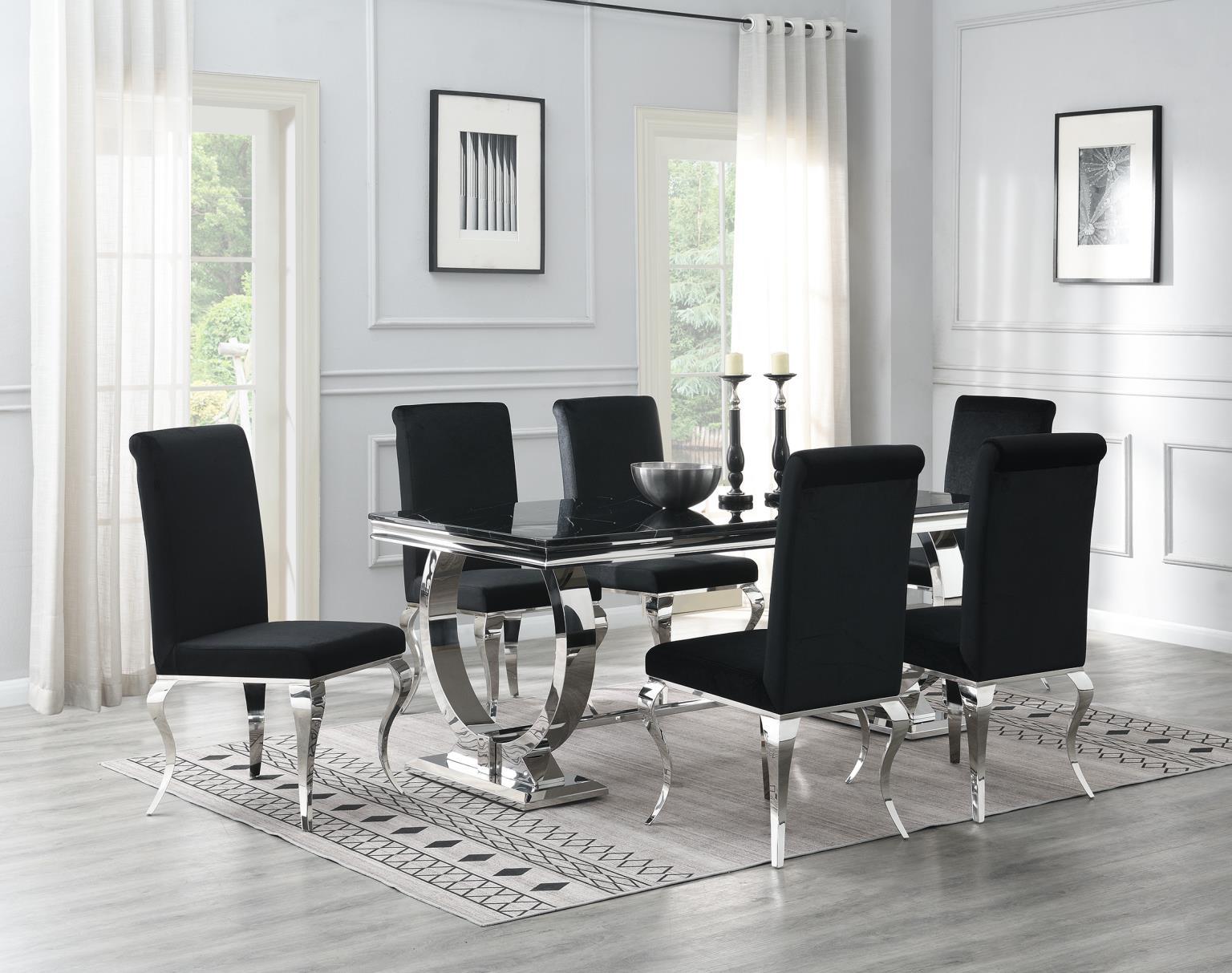 G-082-T-BLACK - Marble Dining Table - Black