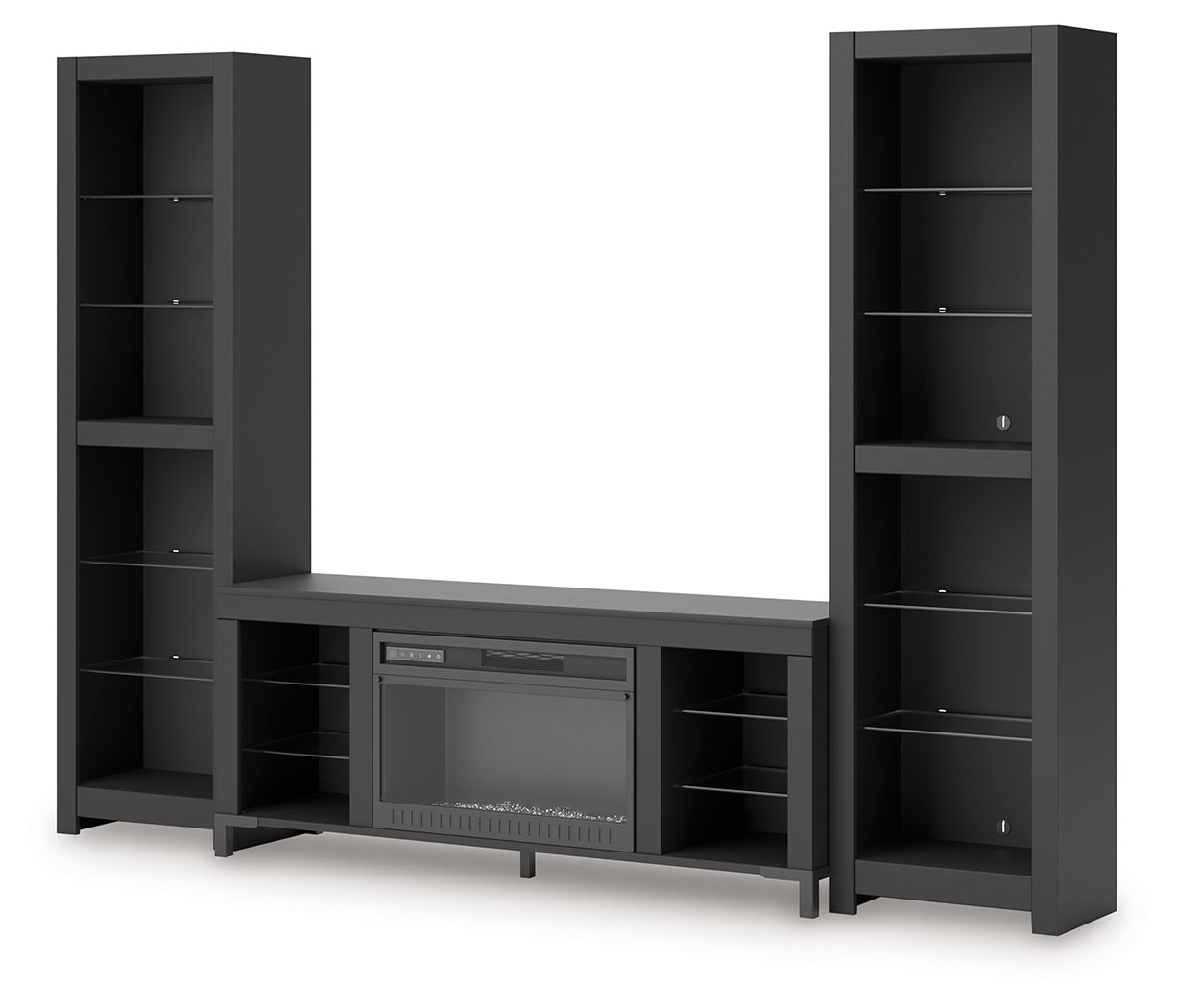 Signature Design by Ashley® Cayberry - Black - 3-Piece Entertainment Center With Electric Fireplace | Meri Furniture
