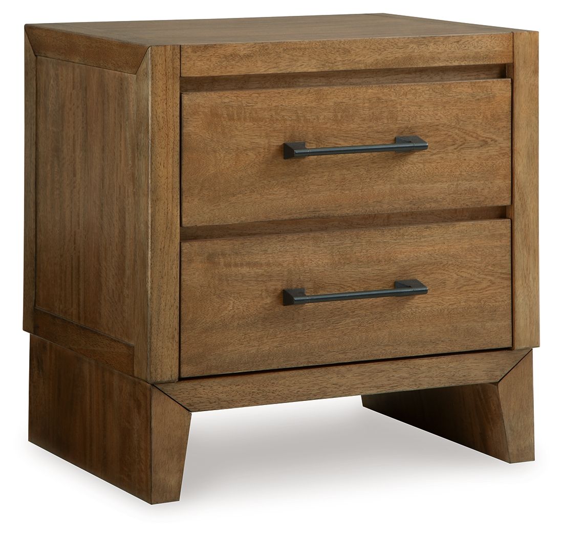 Signature Design by Ashley® Sherbana - Light Brown - Two Drawer Night Stand | Meri Furniture