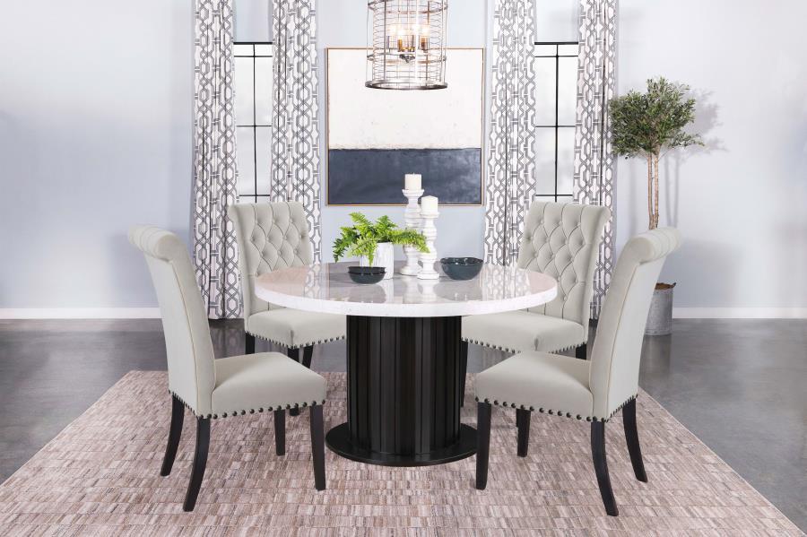 Coaster Fine Furniture Sherry - Round Marble Top Dining Table Set | Meri Furniture