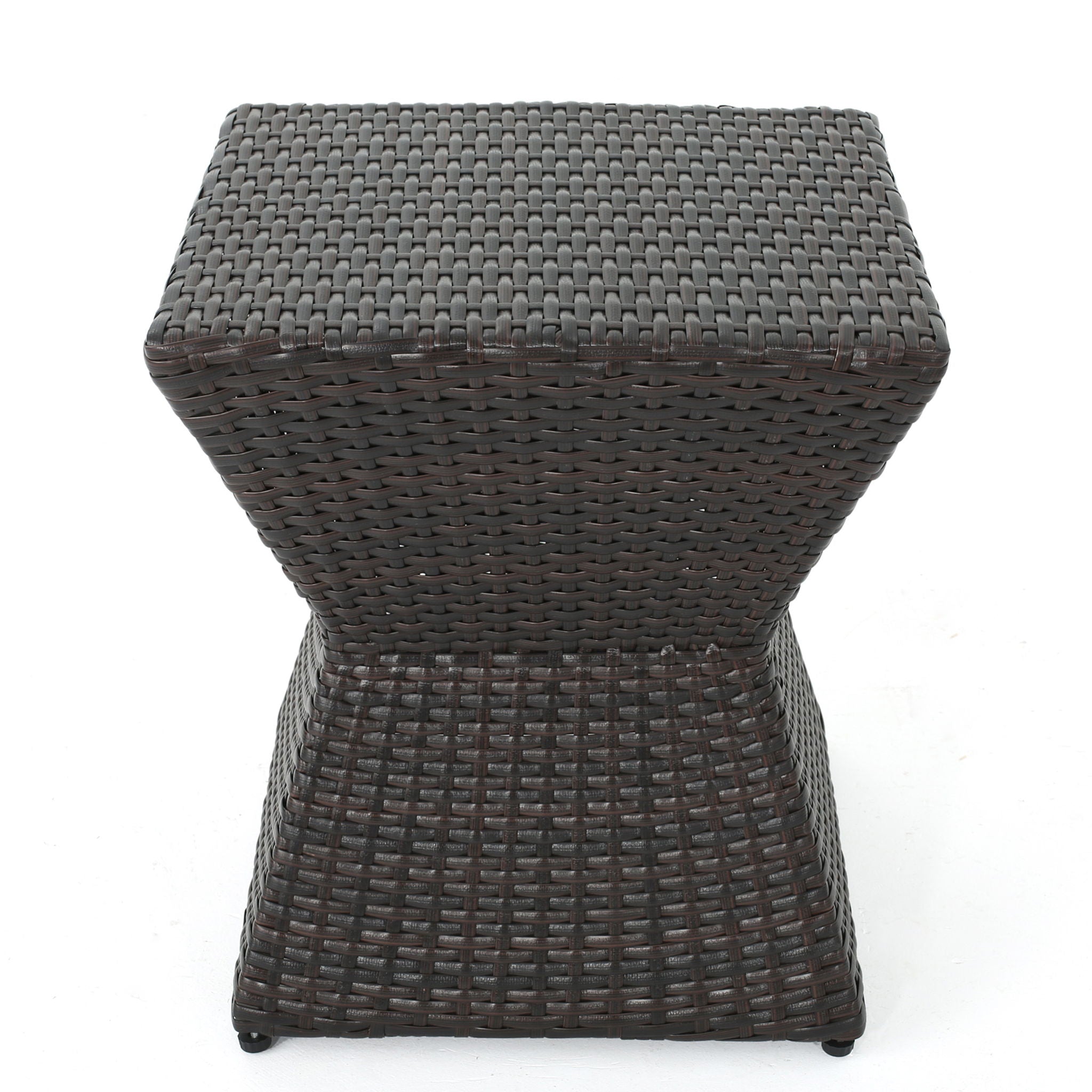 Outdoor Wicker End Table - Brown Multi
