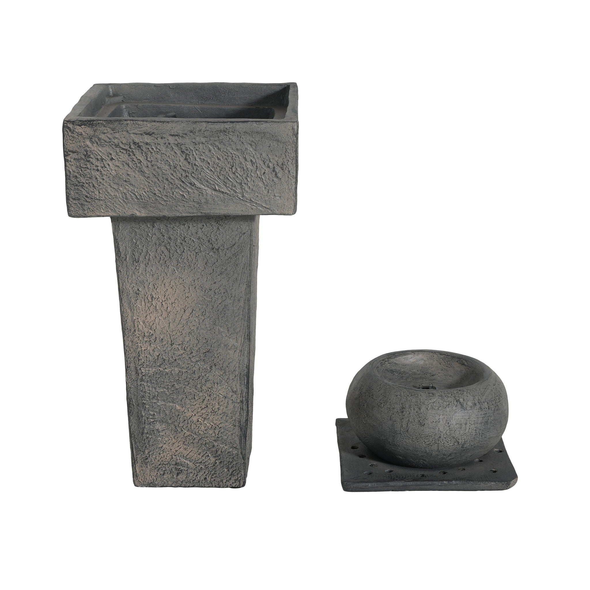 Minimalist Column Fountain With LED Lighting, Outdoor Decor For Patio, Porch And Garden - Gray