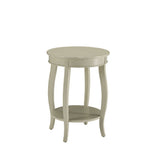 This Alberta side table will be your favorite accent piece with its round top form and stylized legs. Offered in four different colors: Antique White, walnut, red, and teal. One is sure to fit perfect with your style.