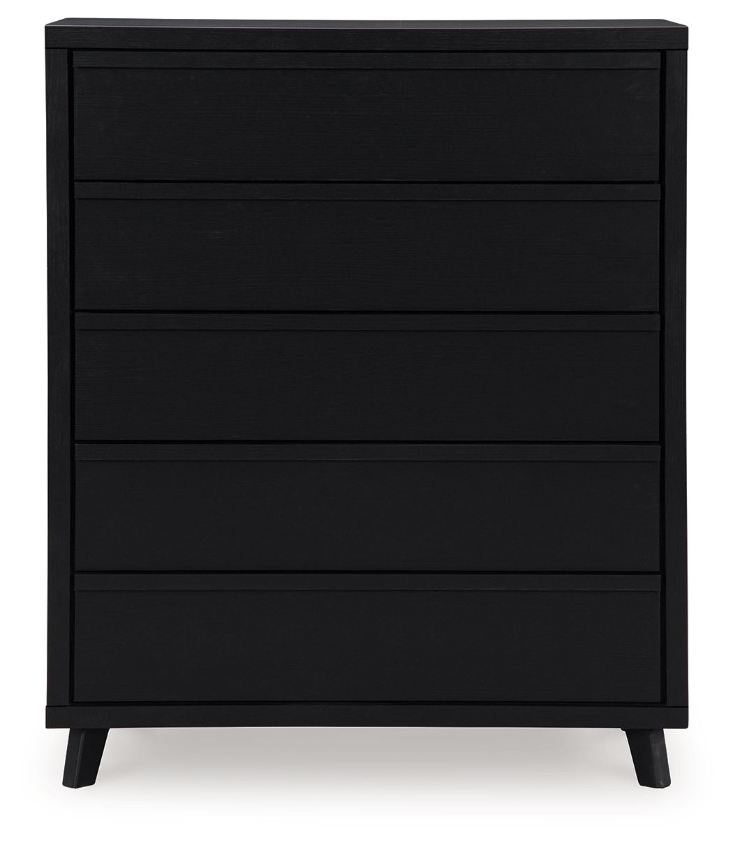 Signature Design by Ashley® Danziar - Black - Five Drawer Wide Chest | Meri Furniture