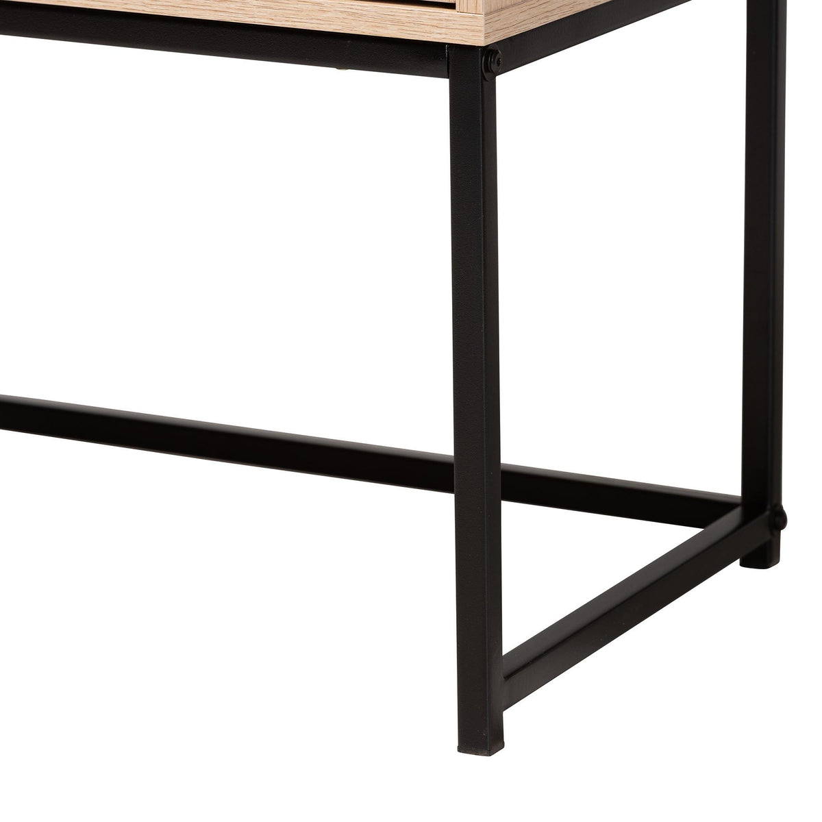 Ardon Bohemian Light Brown Finished Wood and Black Metal 2-Door Storage Cabinet with Natural Rattan