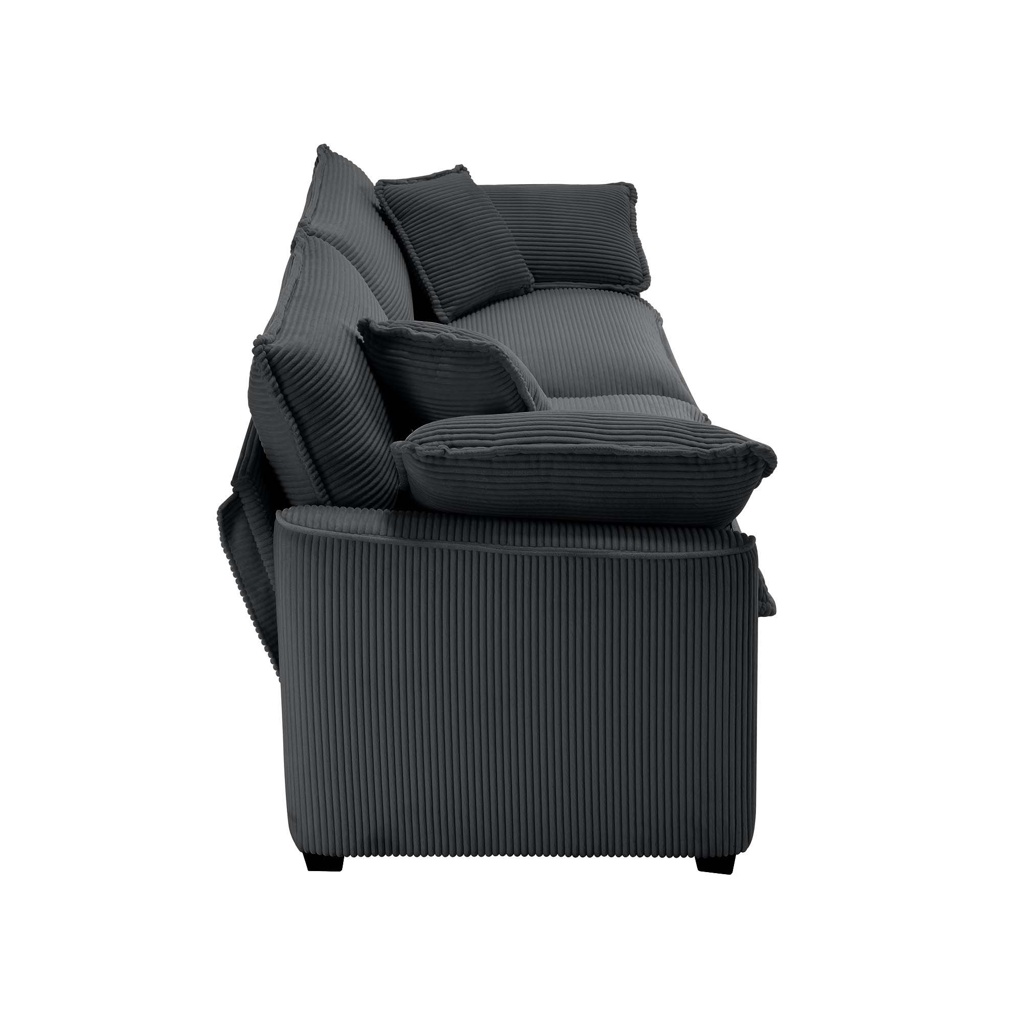 Modern 2 Seater With 4 Pillows, Upholstered Deep Seating Loveseat