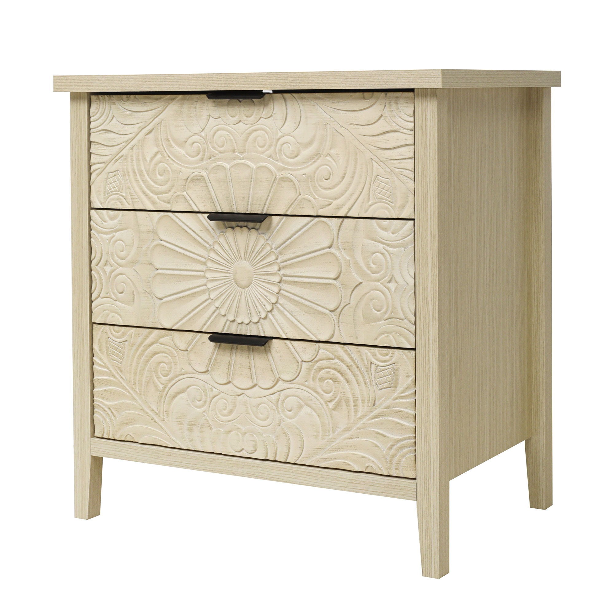 3 Drawer Cabinet, American Furniture, Suitable For Bedroom, Living Room, Study - Natural