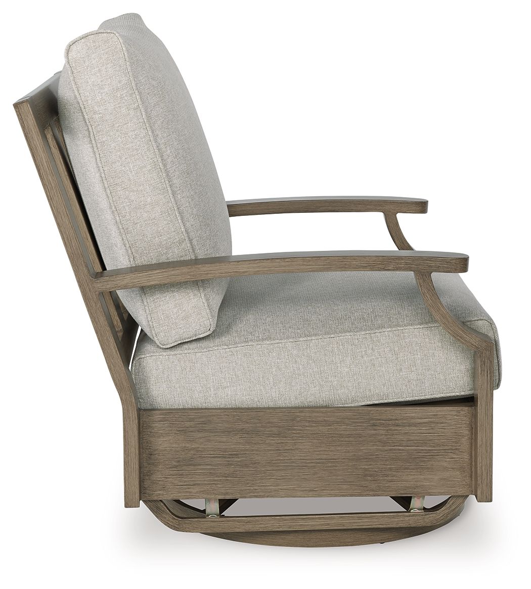 Signature Design by Ashley® Rainier Ranch - Brown / Beige - Swivel Glider Chair With Cushion | Meri Furniture
