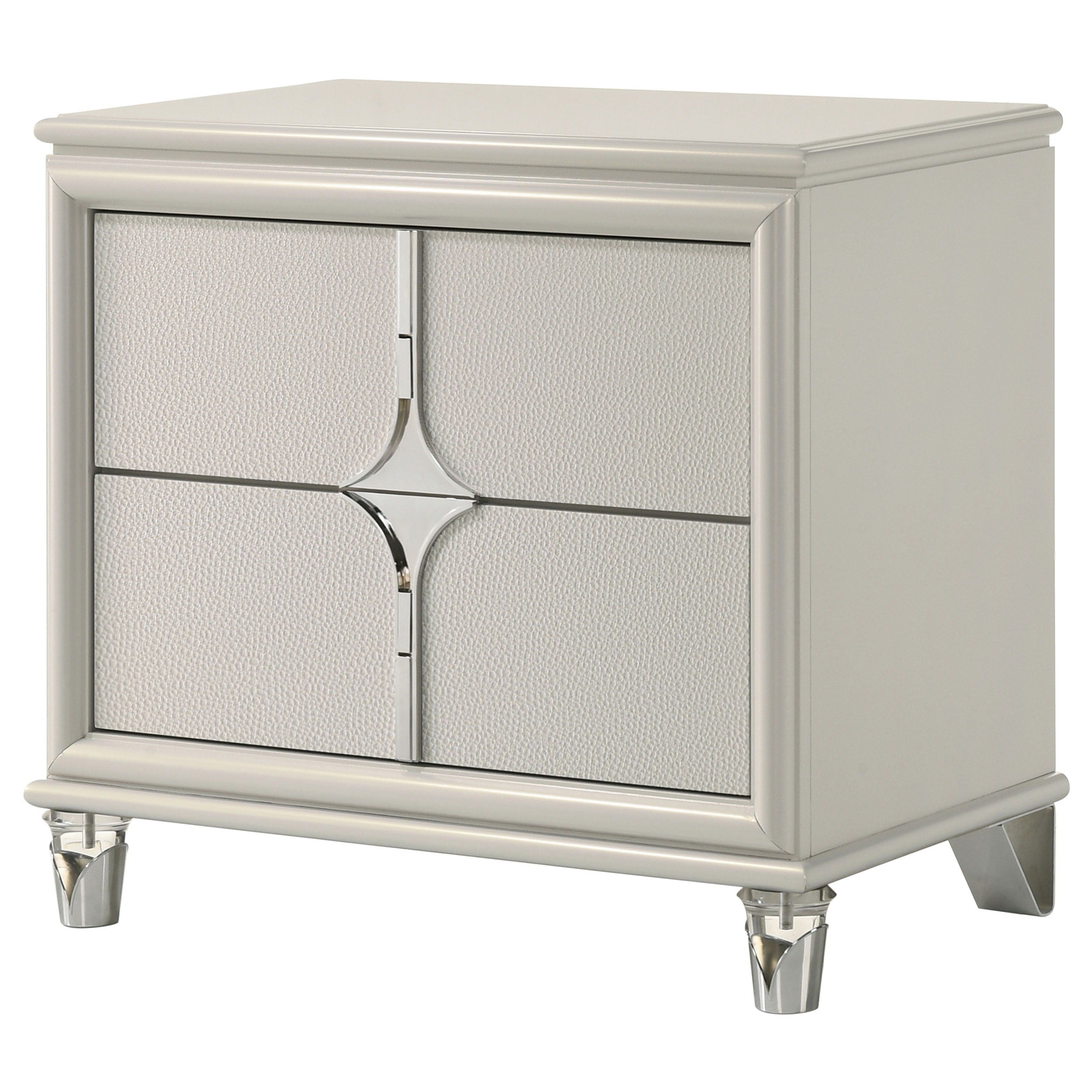 Coaster Fine Furniture Olivia - 2-Drawer Nightstand Bedside Table - Pearl White | Meri Furniture