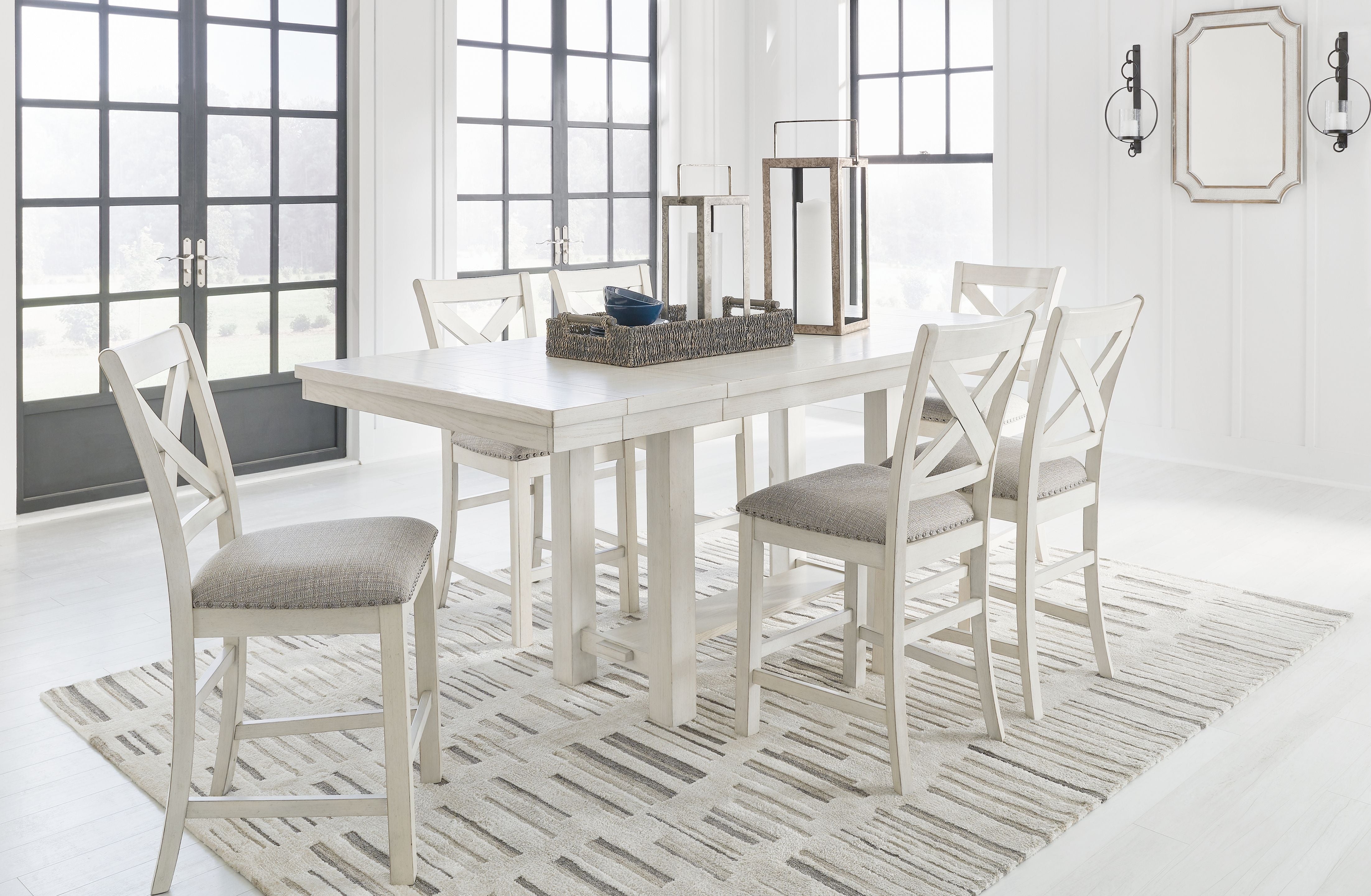 Signature Design by Ashley® Robbinsdale - Rectangular Counter Height Dining Extension Table Set | Meri Furniture