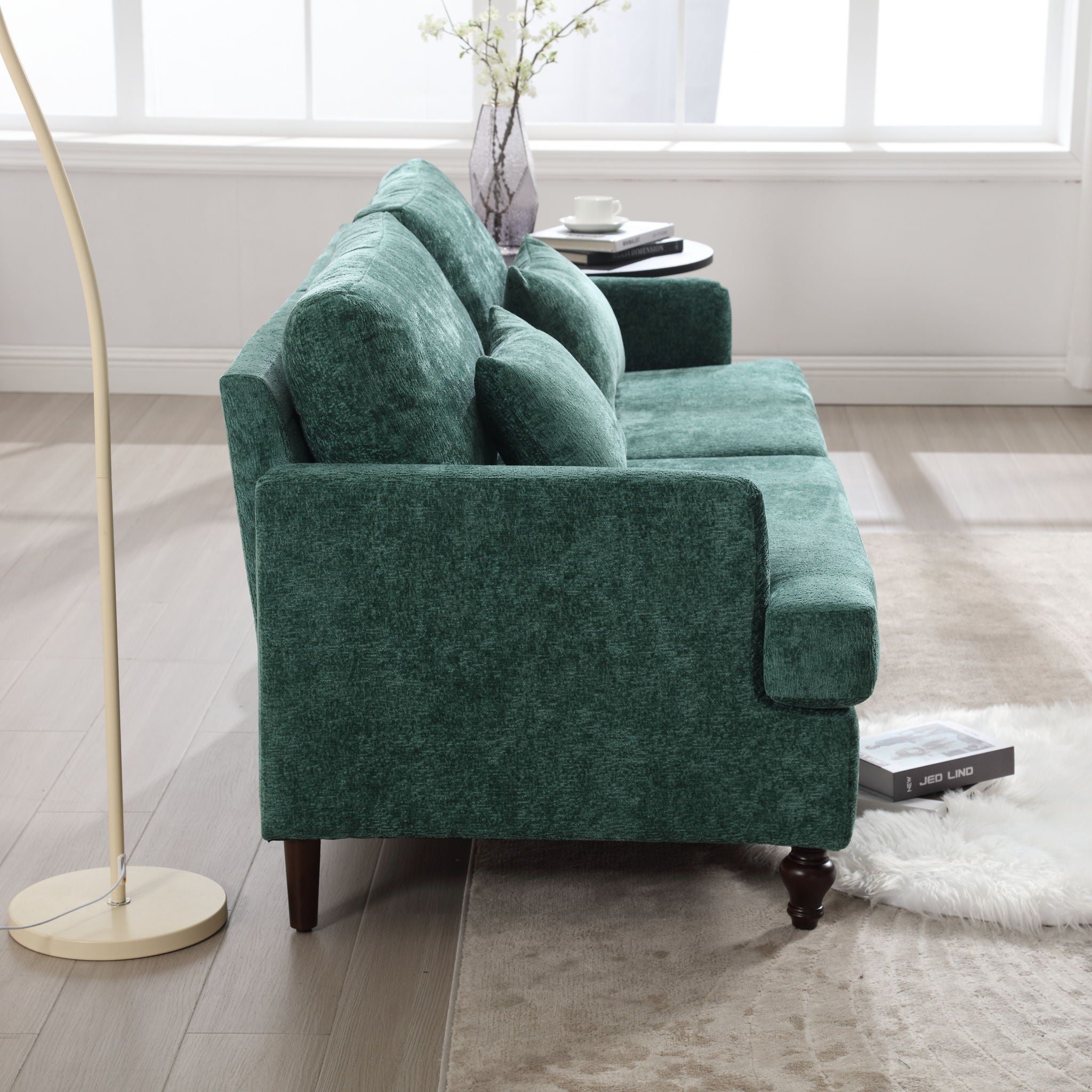 Mid Century Modern Fabric Loveseat Sofa, 2 Seat Upholstered Couch