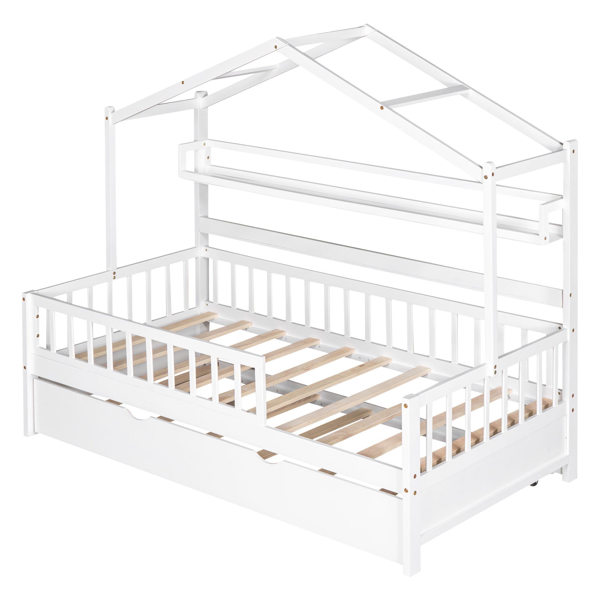 Playhouse Bed With Trundle, Kids Bed With Shelf
