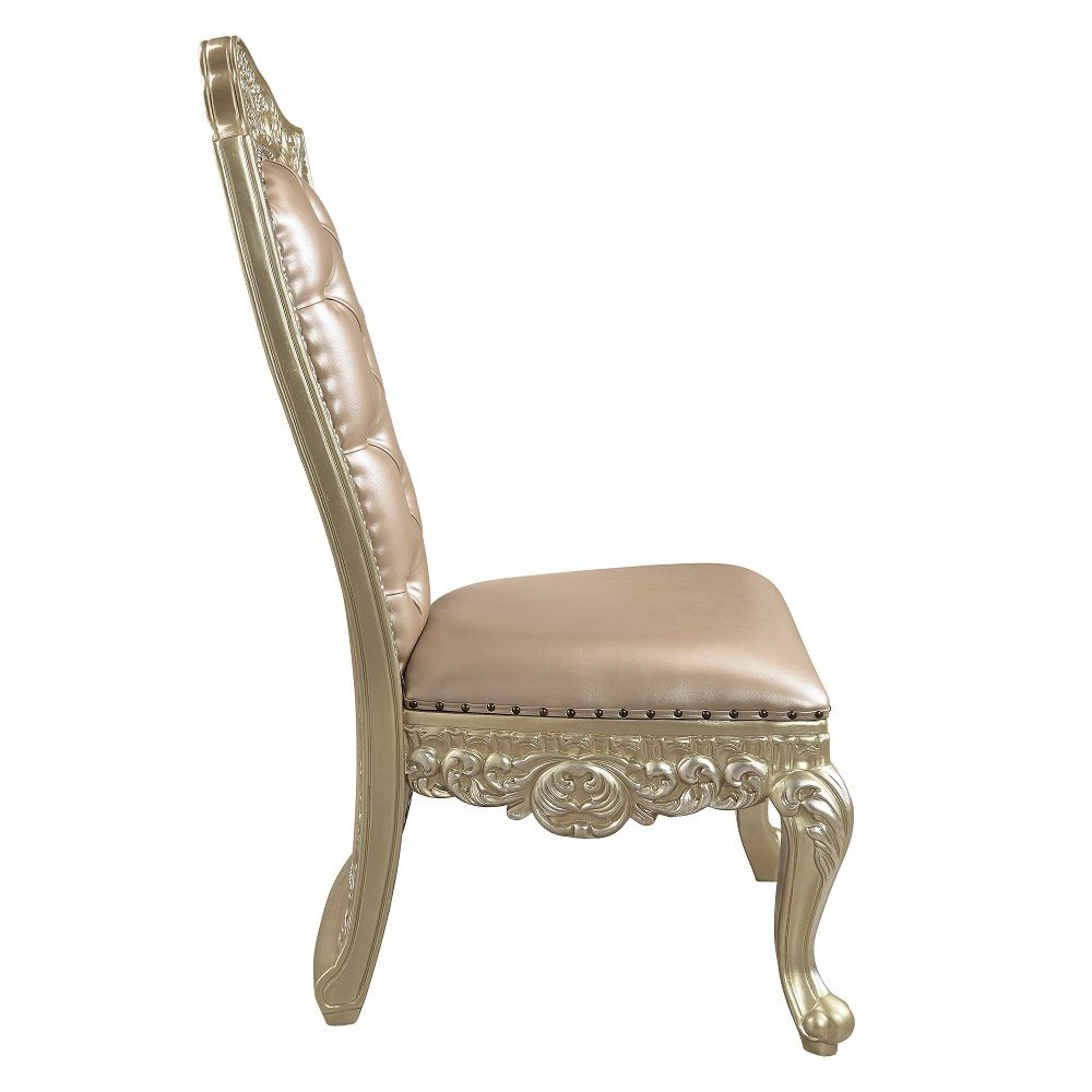 Vatican - Side Chair Set of 2) - Synthetic Leather & Champagne Silver