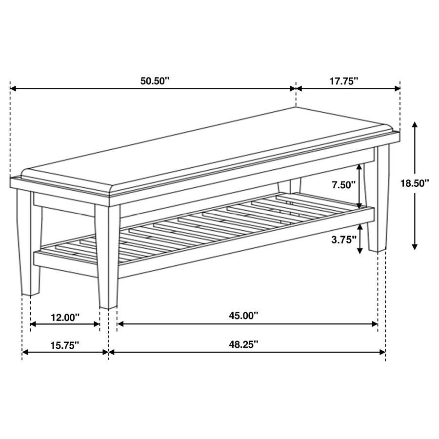 Coaster Fine Furniture Franco - Fabric Upholstered Bench With Shelf | Meri Furniture
